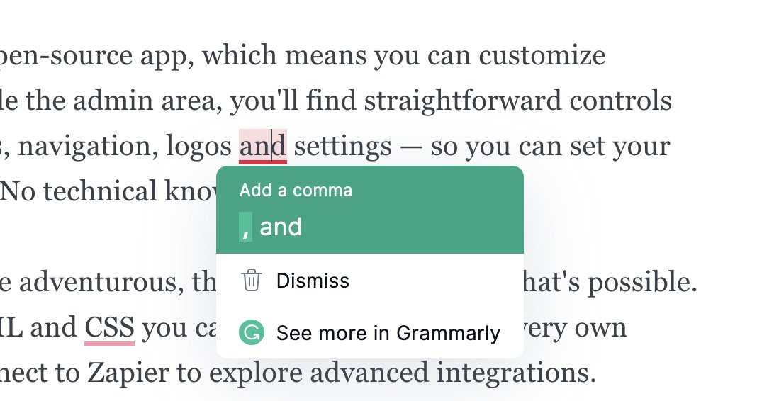Ghost Editor Support for Grammarly