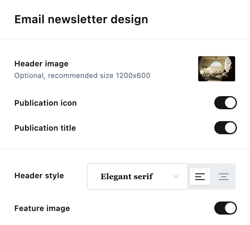 Ghost Email Newsletter New Design Settings