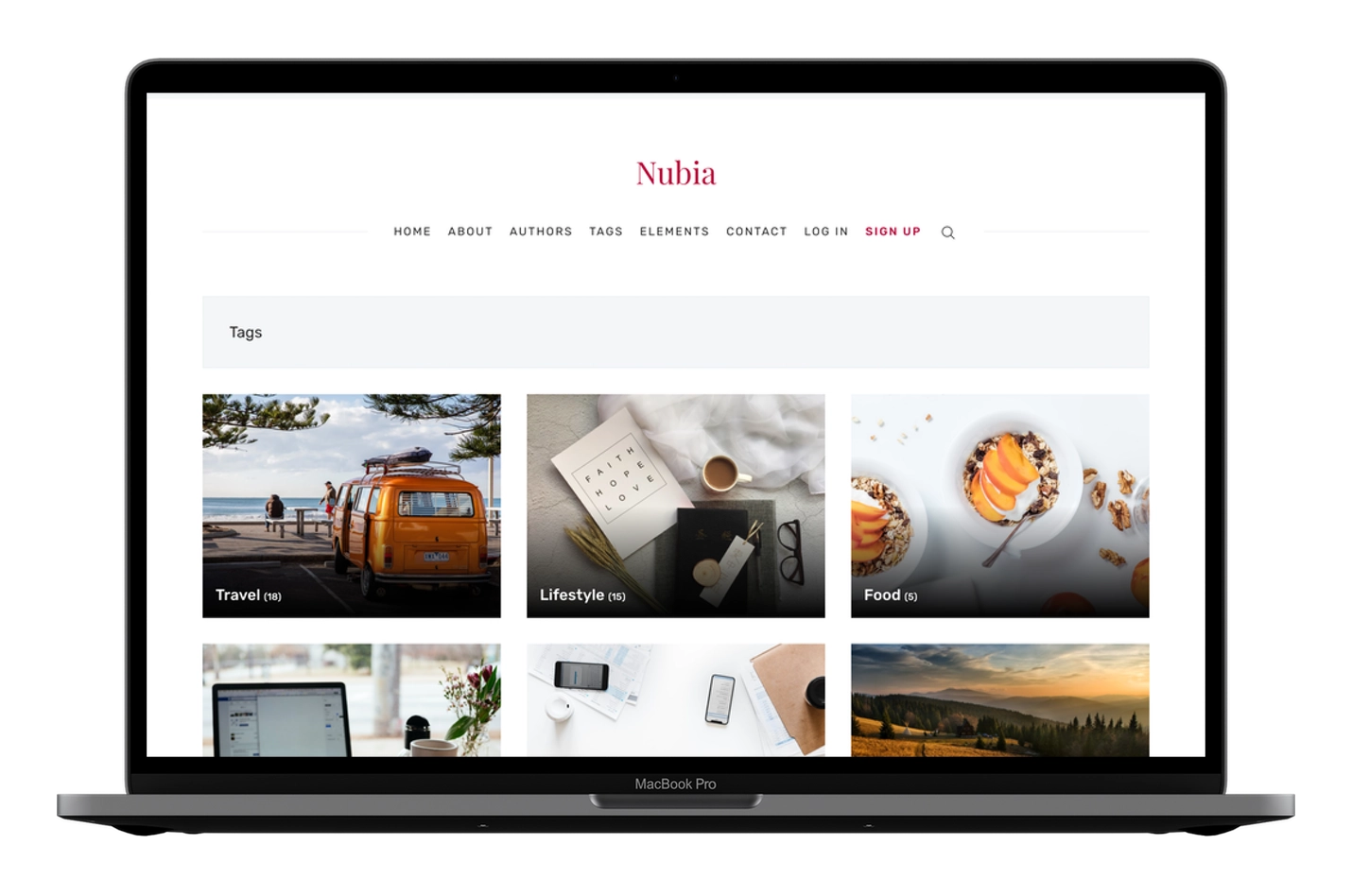 Nubia Ghost CMS Theme Tags Page
