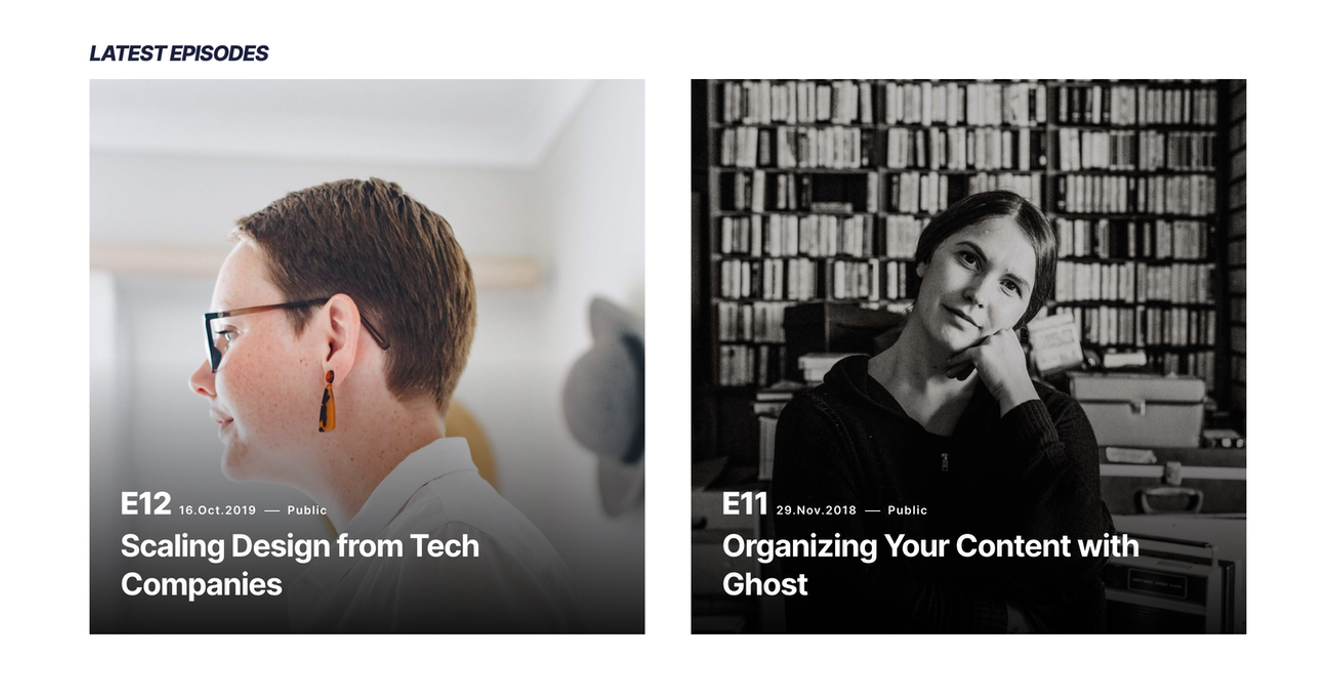 Hue Ghost CMS Theme Homepage Podcasts section