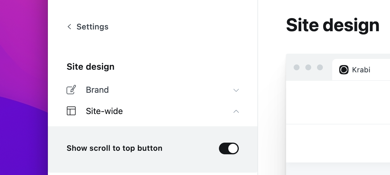Krabi Scroll to Top Button activation