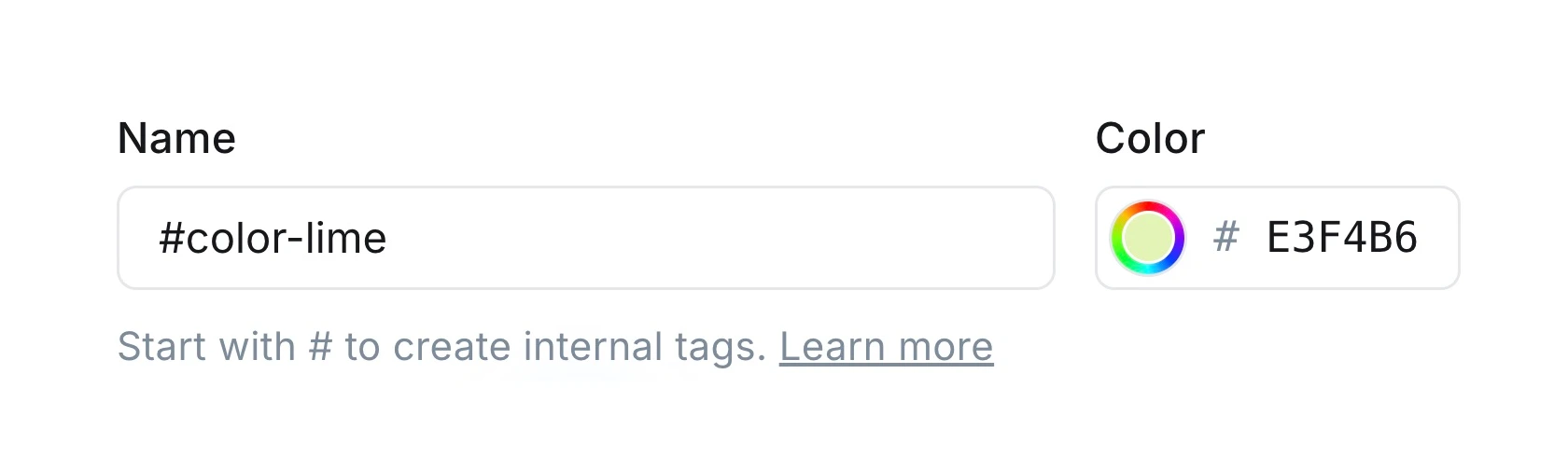 Internal color tag name and color in Ghost Admin