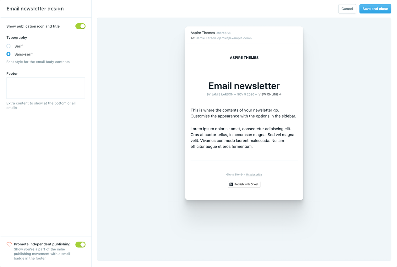 Ghost CMS Email Design