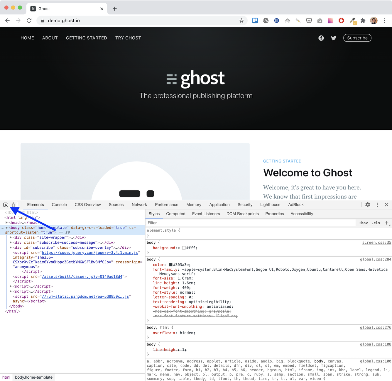 Google Chrome Dev Tools Inspect Icon