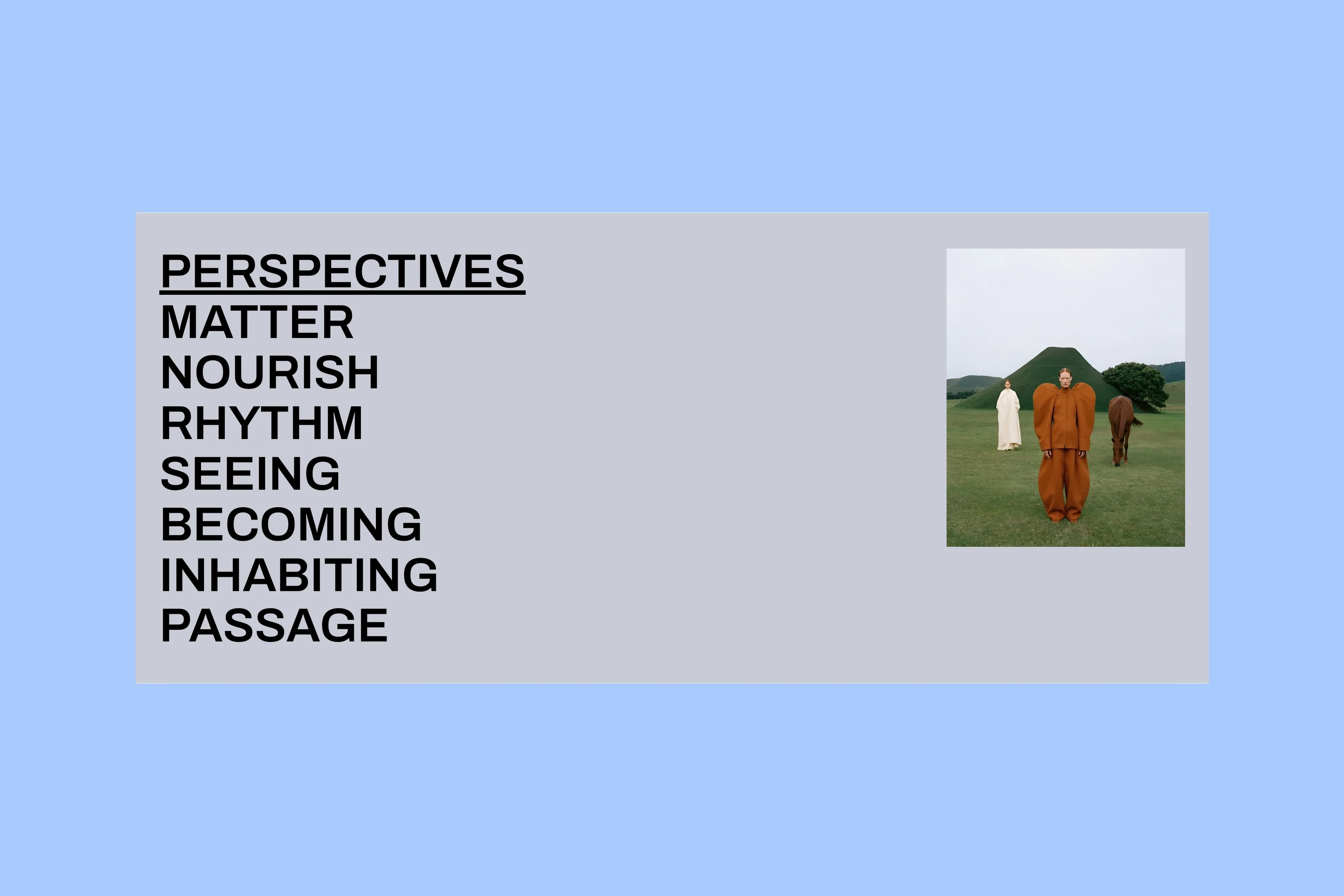 Arish homepage subjects with Perspectives selected and a photograph beside the list