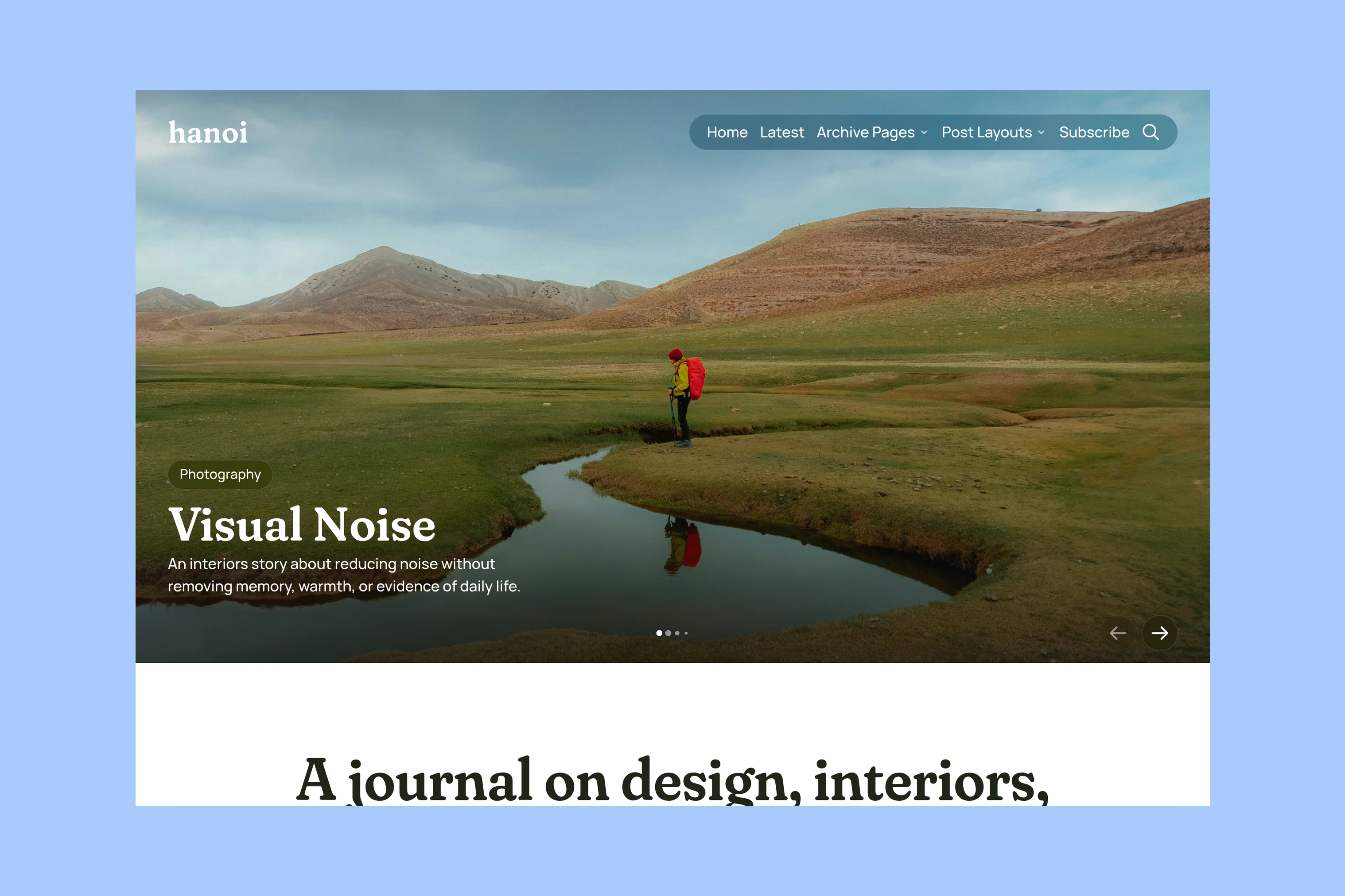 Hanoi magazine homepage with a large photograph and lead story