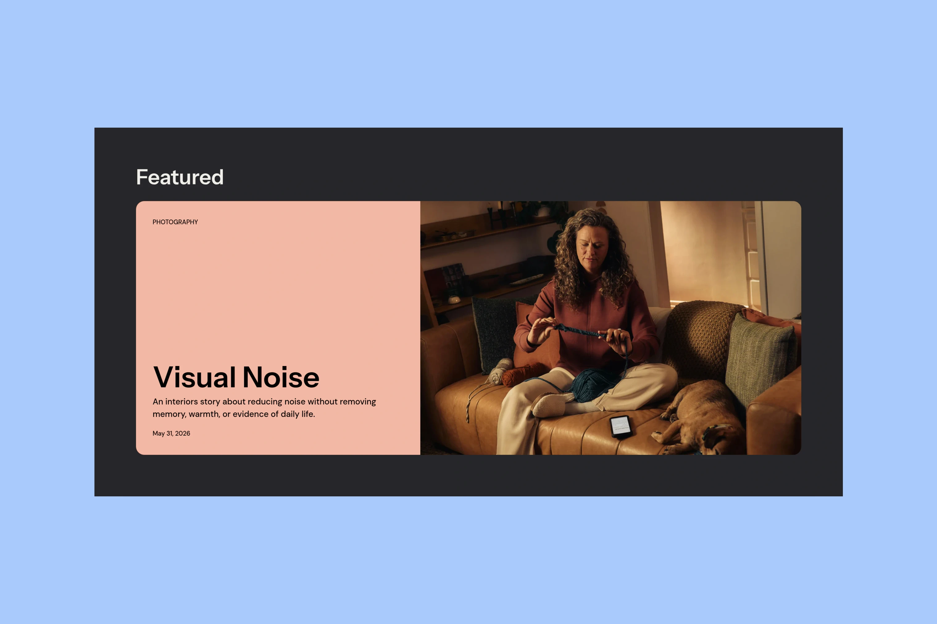 Siwa Featured section with a peach text panel beside a large photograph