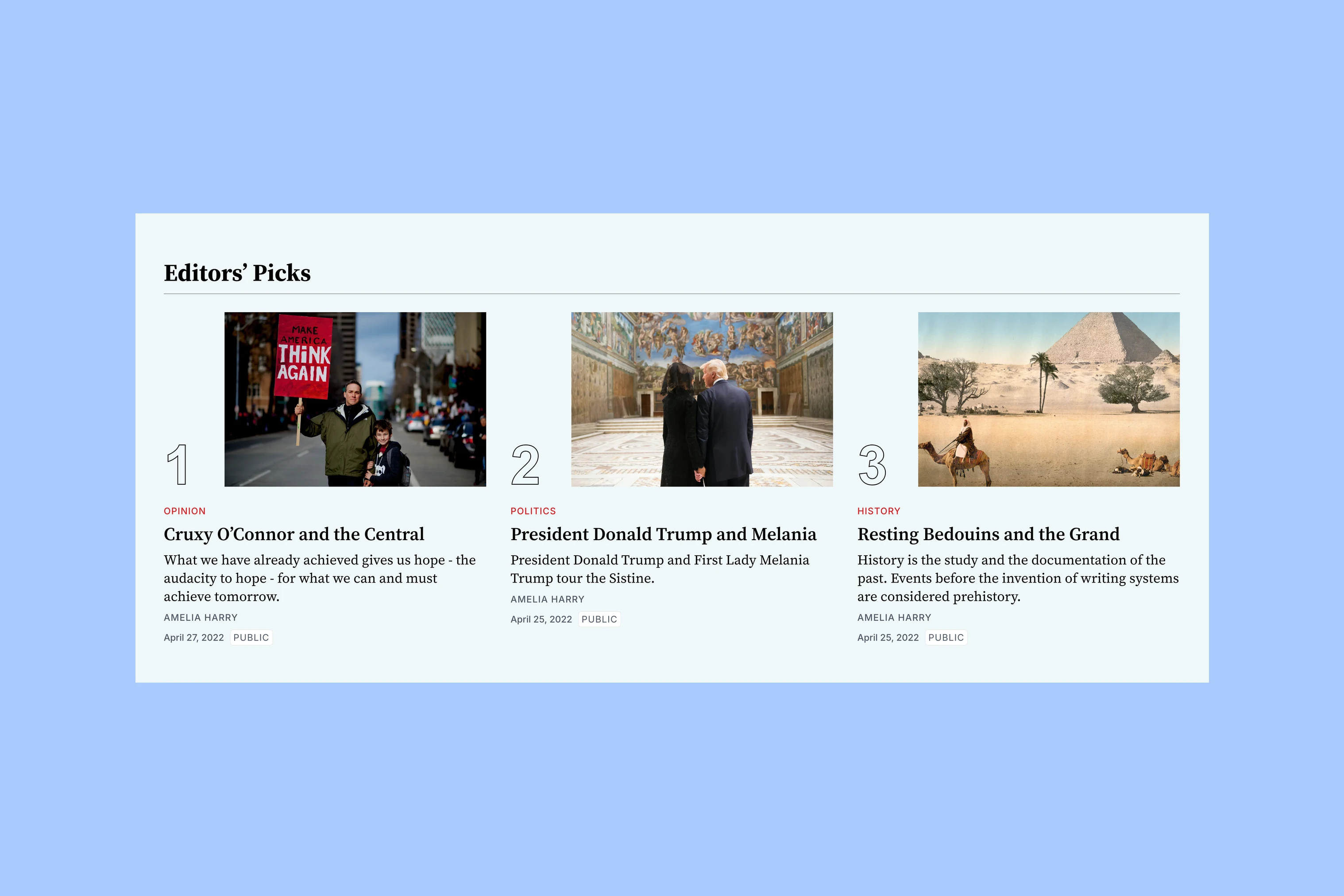 Tripoli numbered Editors’ Picks story cards