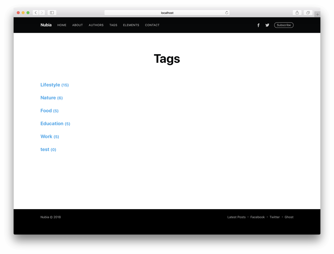 Ghost Casper Theme Tags Page