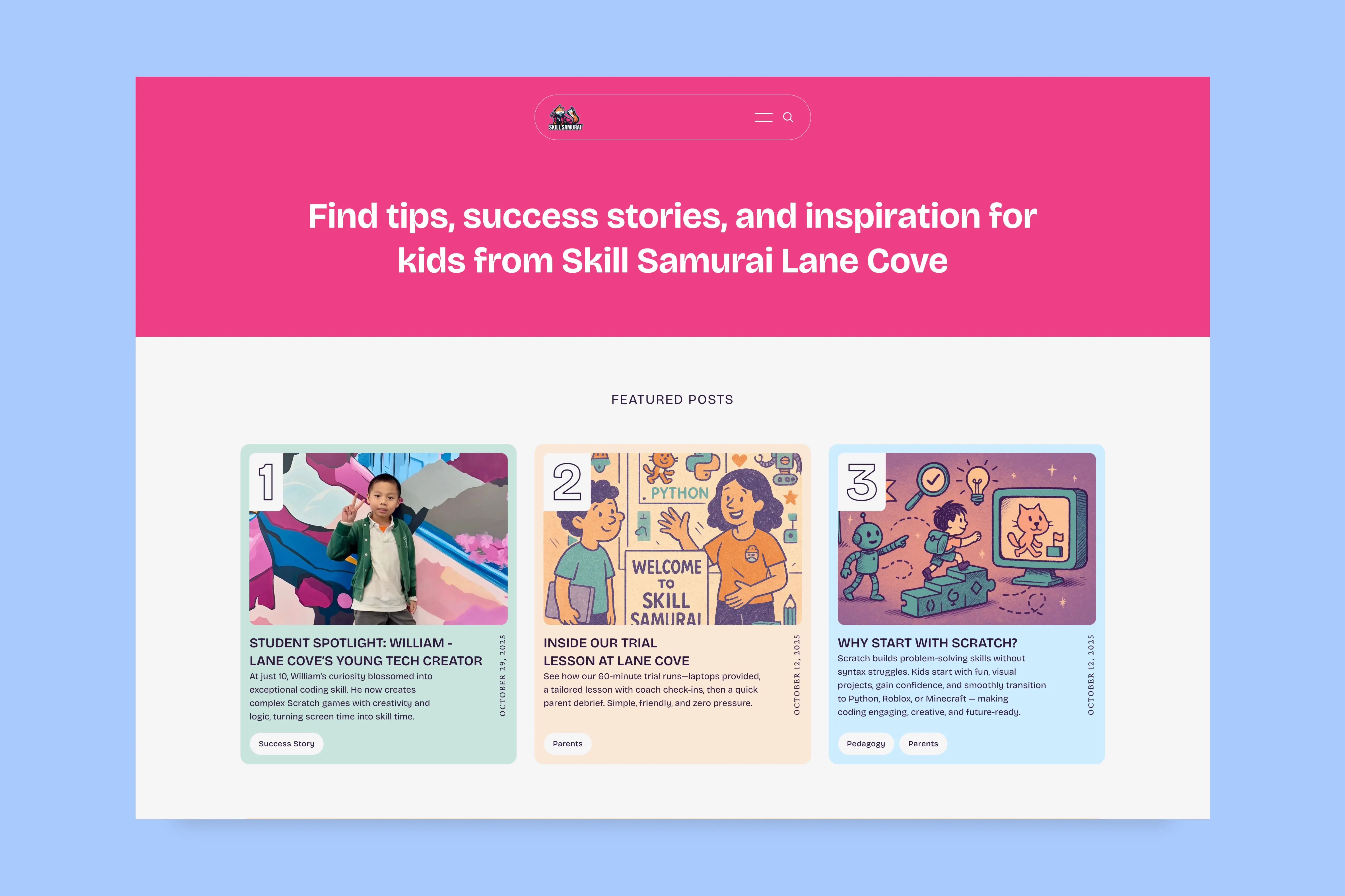 Screenshot of Skills Samurai — built with Marsa Ghost theme