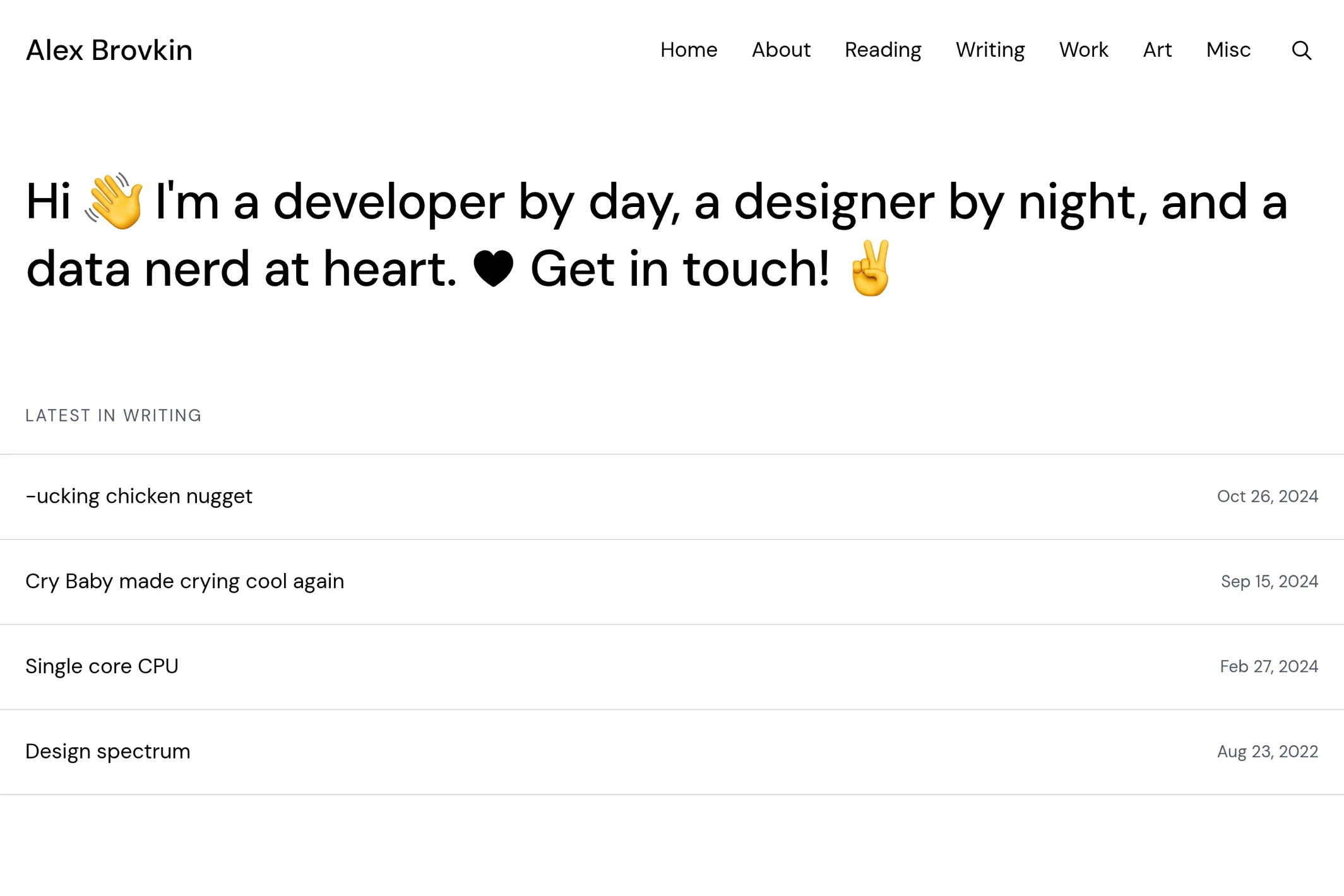 Screenshot of Alex Brovkin — Ghost theme website