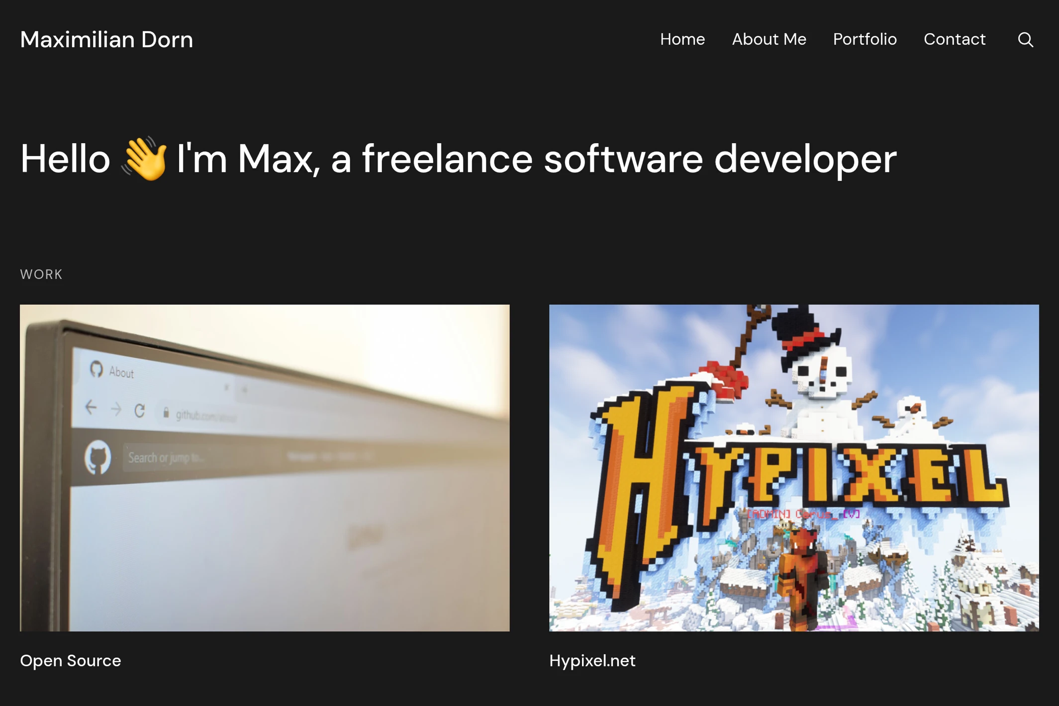 Screenshot of Maximilian Dorn — Ghost theme website