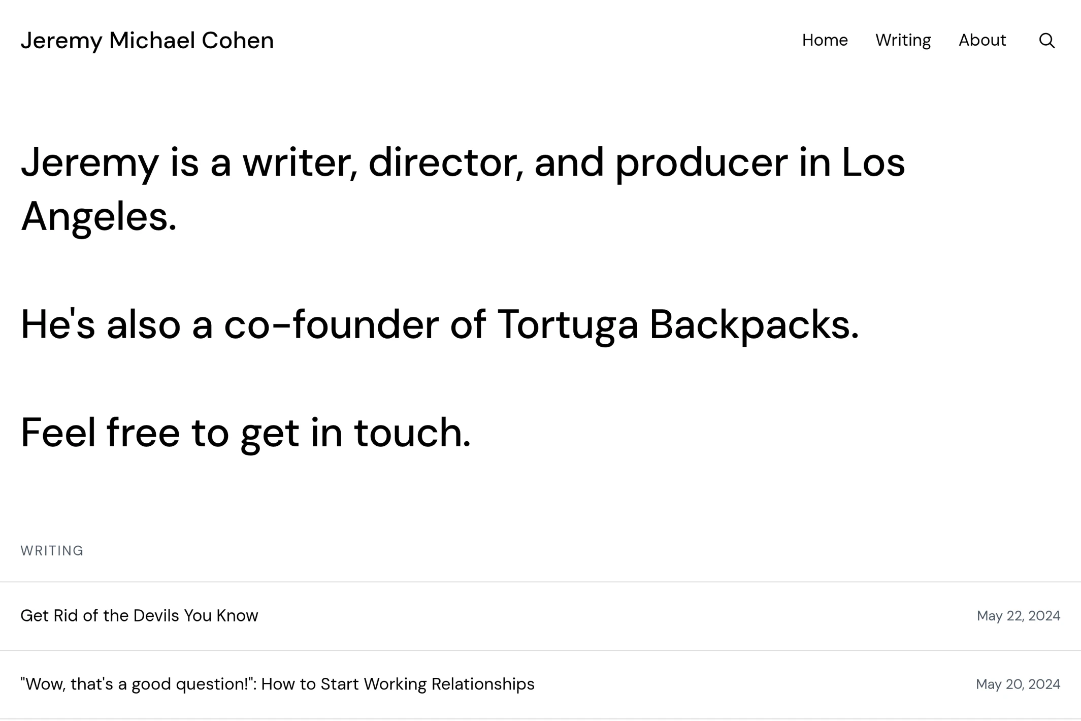 Screenshot of Jeremy Michael Cohen — Ghost theme website