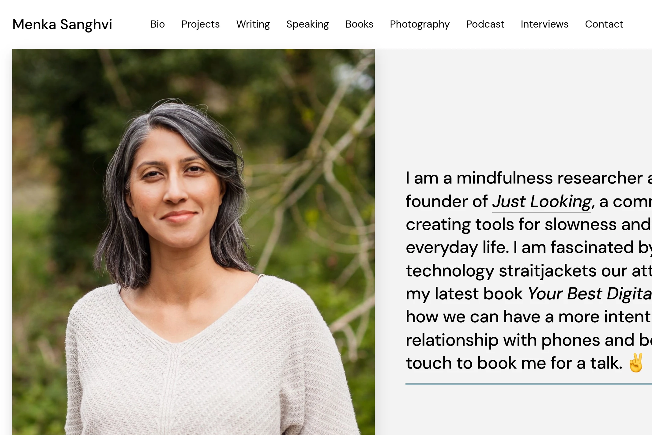 Screenshot of Menka Sanghvi — Ghost theme website