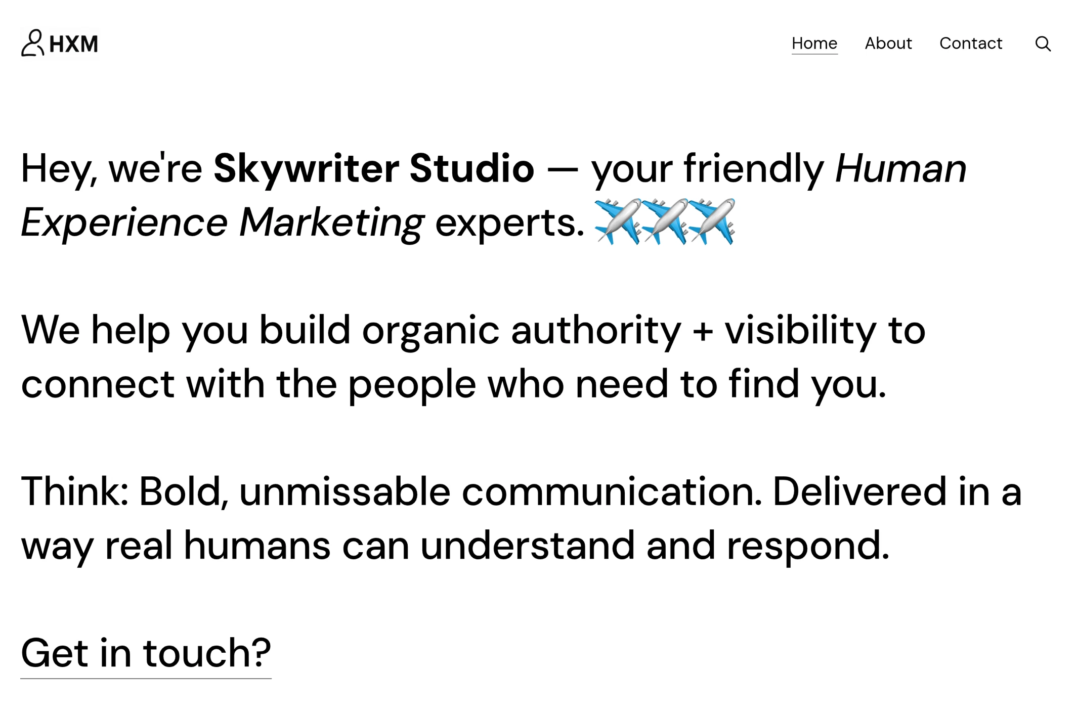 Screenshot of Skywriter Studio — Ghost theme website