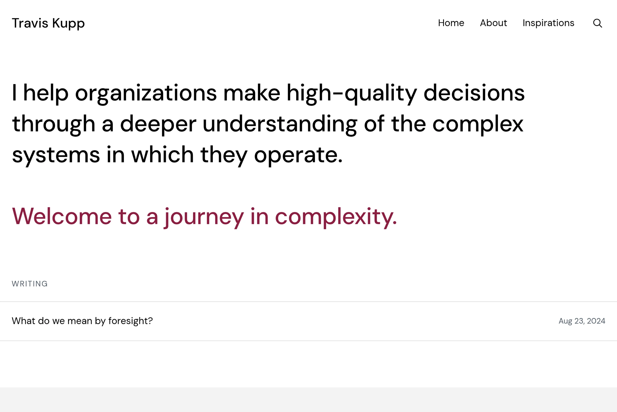 Screenshot of Travis Kupp — Ghost theme website