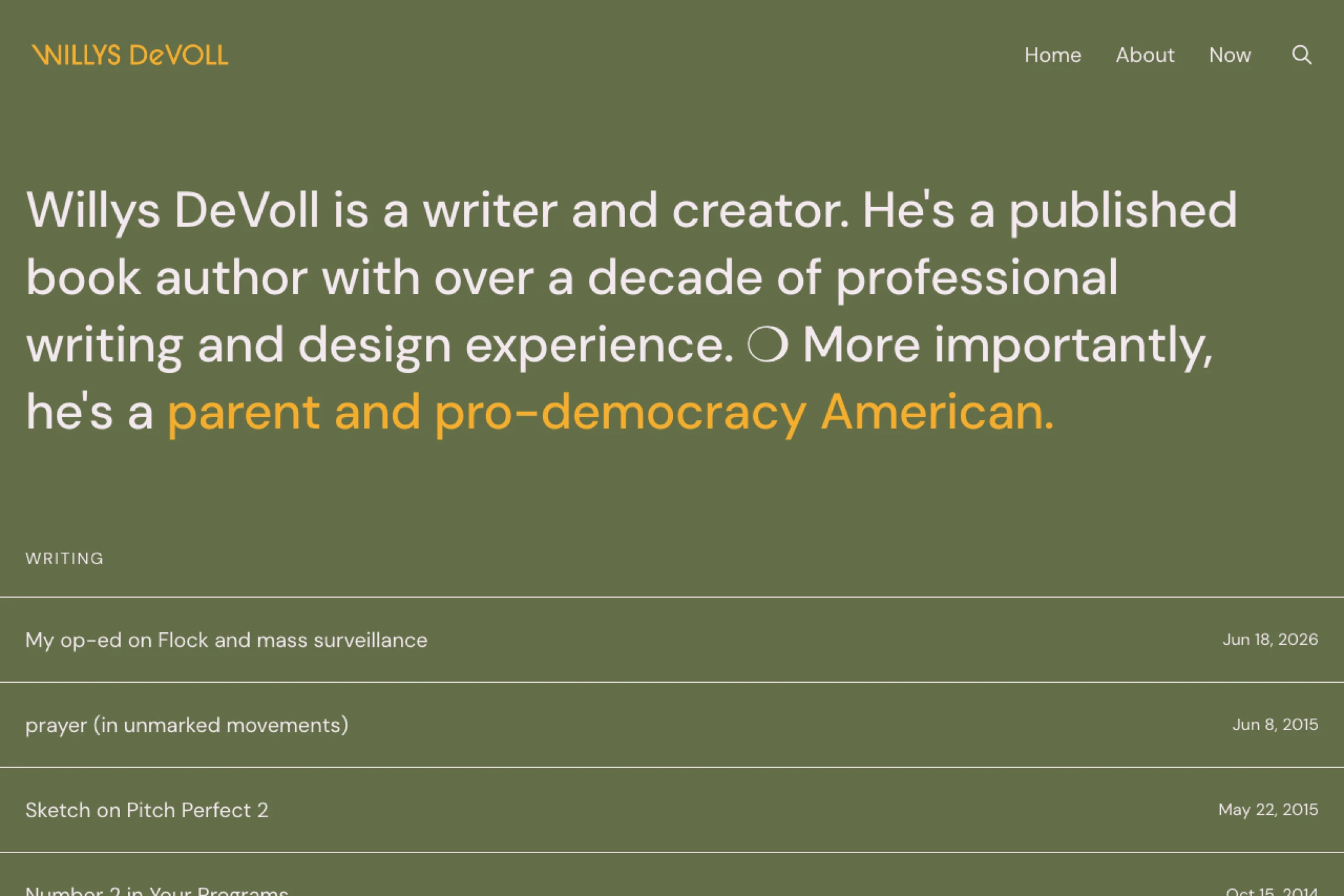 Screenshot of Willys DeVoll — Ghost theme website