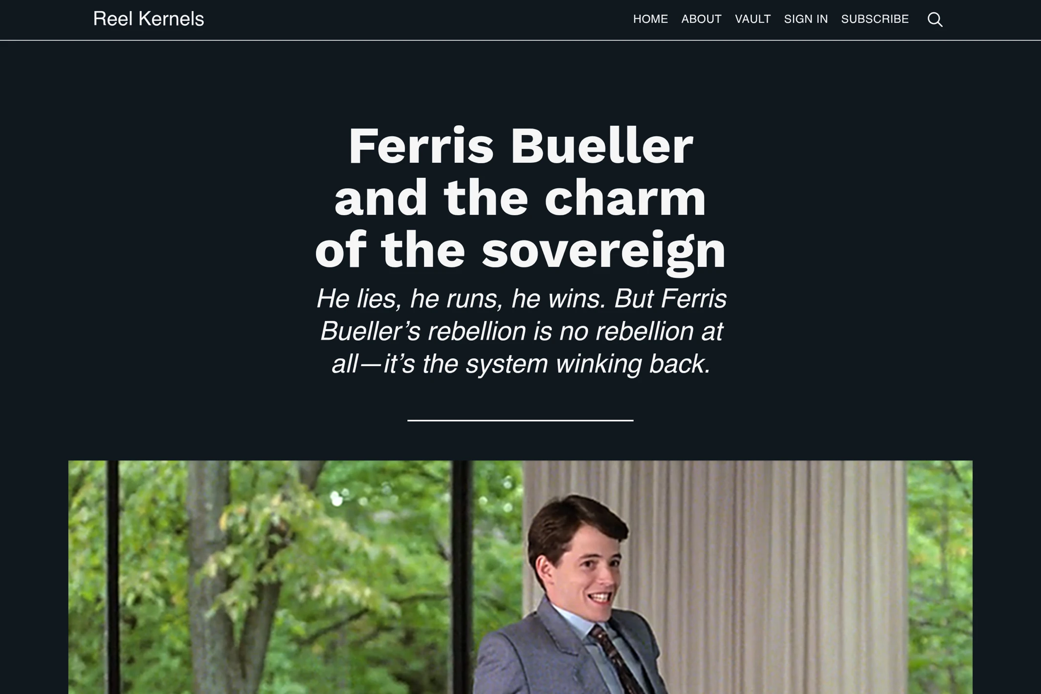 Screenshot of Reel Kernels — Ghost theme website