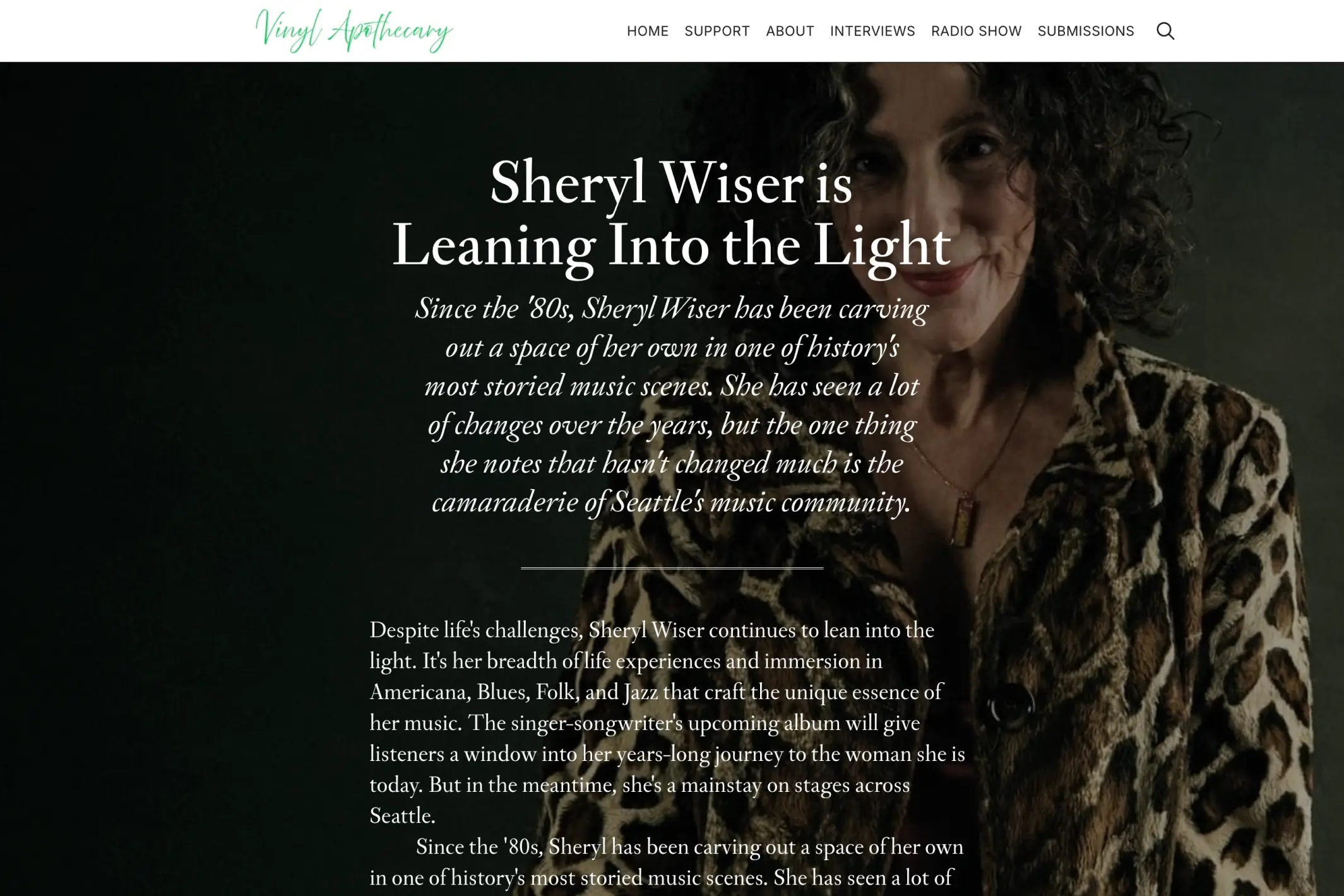 Screenshot of Vinyl Apothecary — Ghost theme website