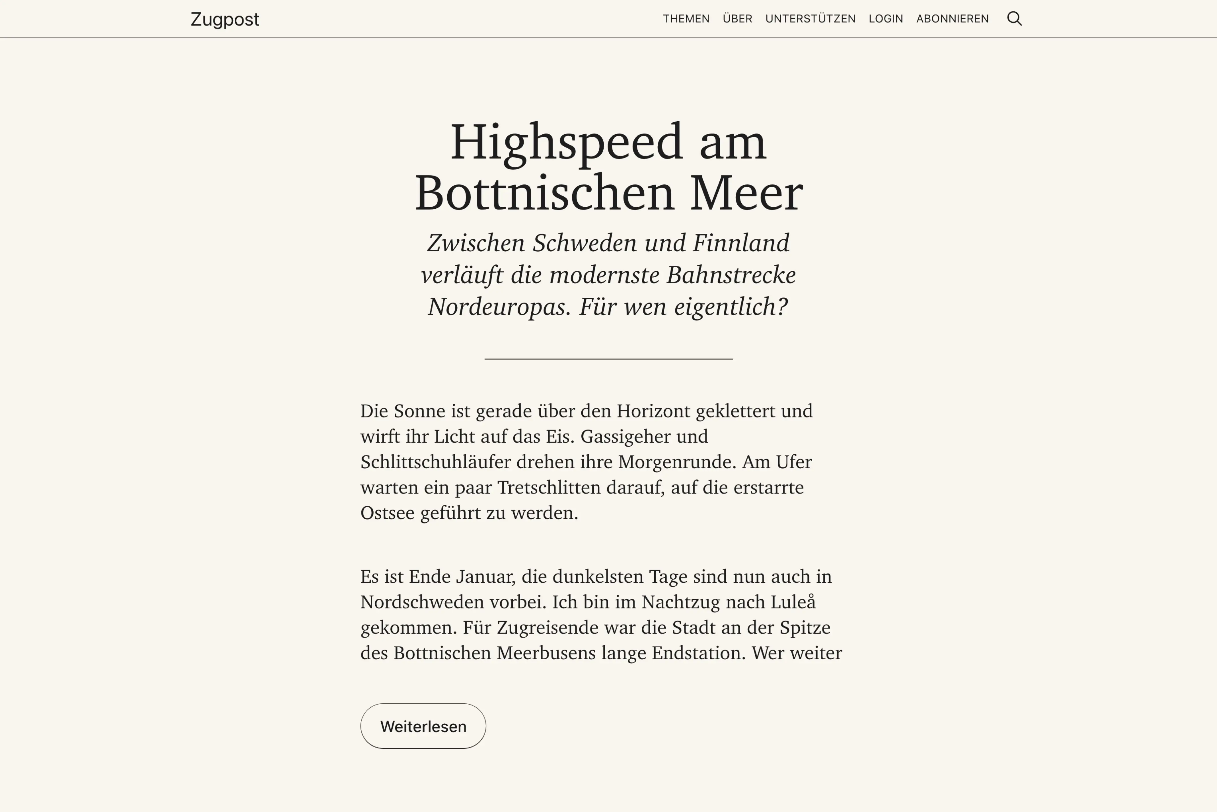 Screenshot of Zugpost — Ghost theme website