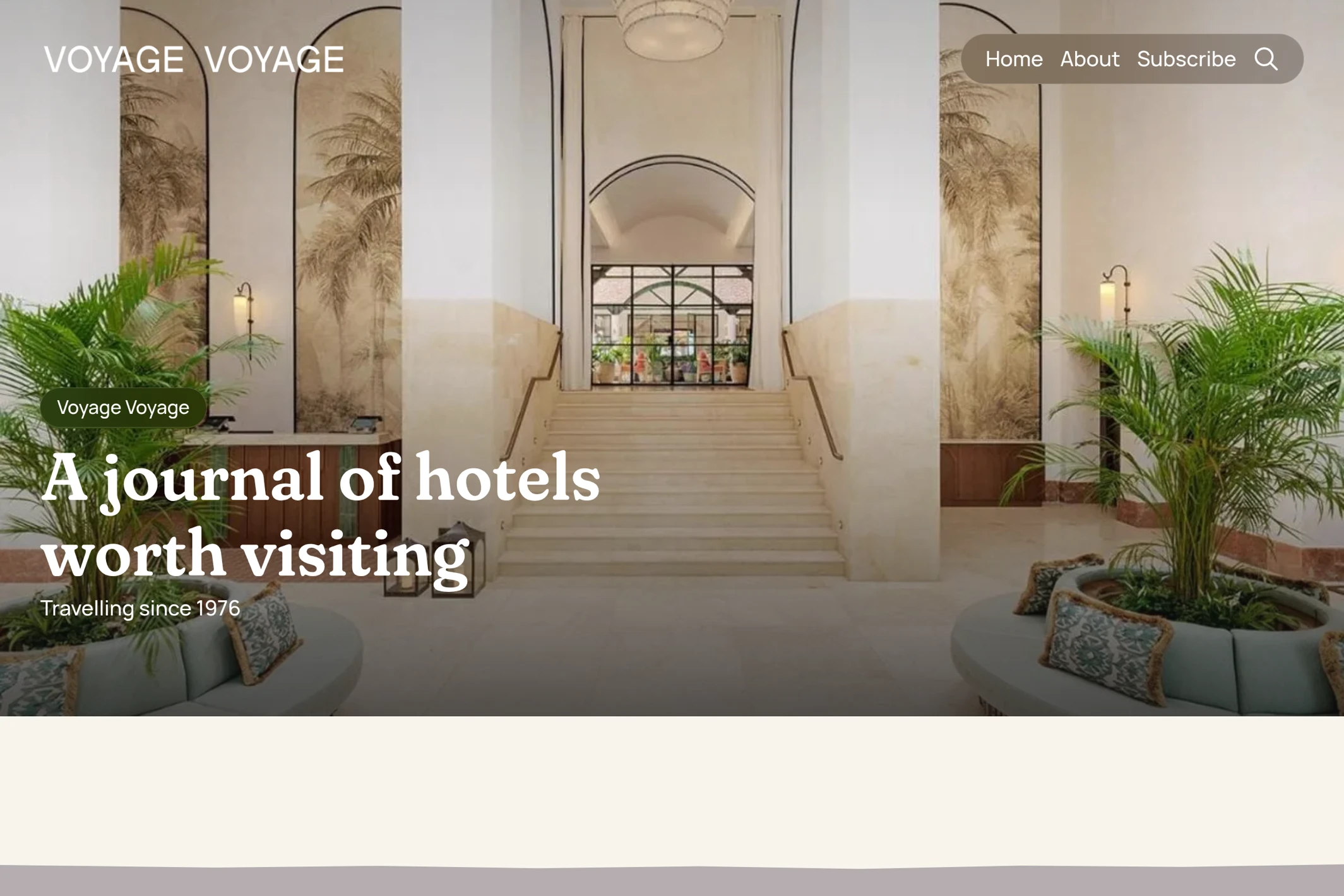 Screenshot of Voyage Voyage — Ghost theme website