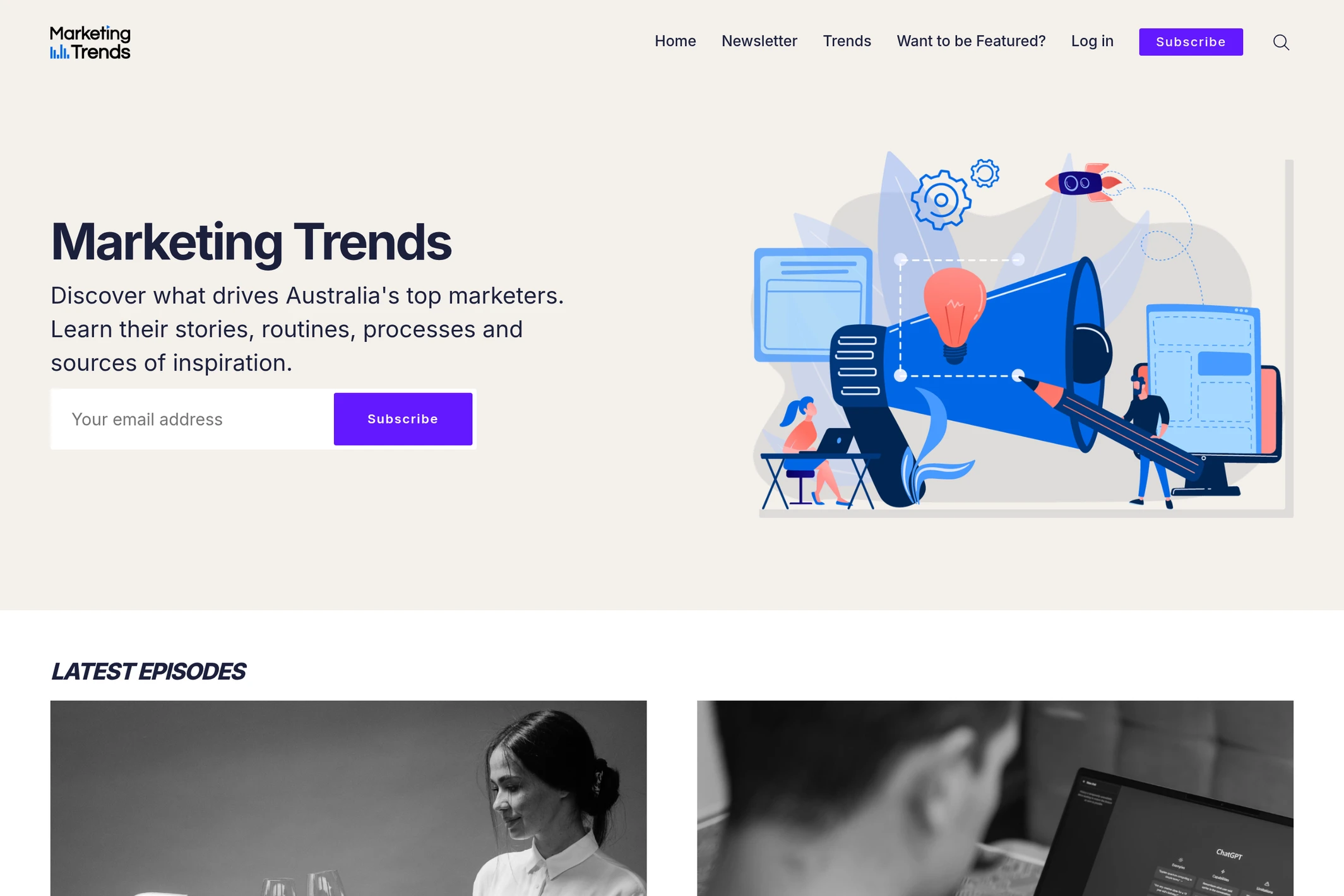 Screenshot of Marketing Trends — Ghost theme website
