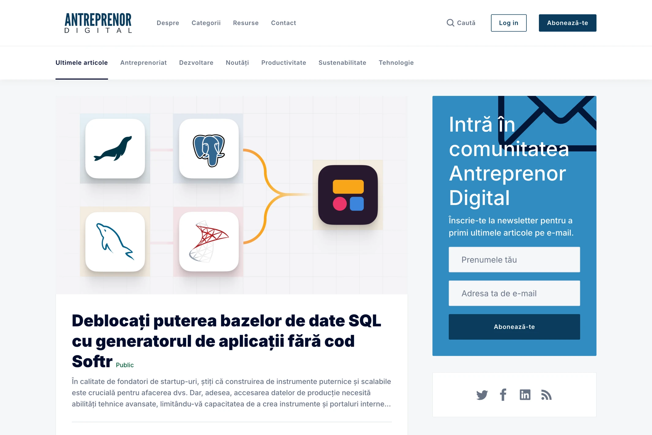 Screenshot of Antreprenor Digital — Ghost theme website