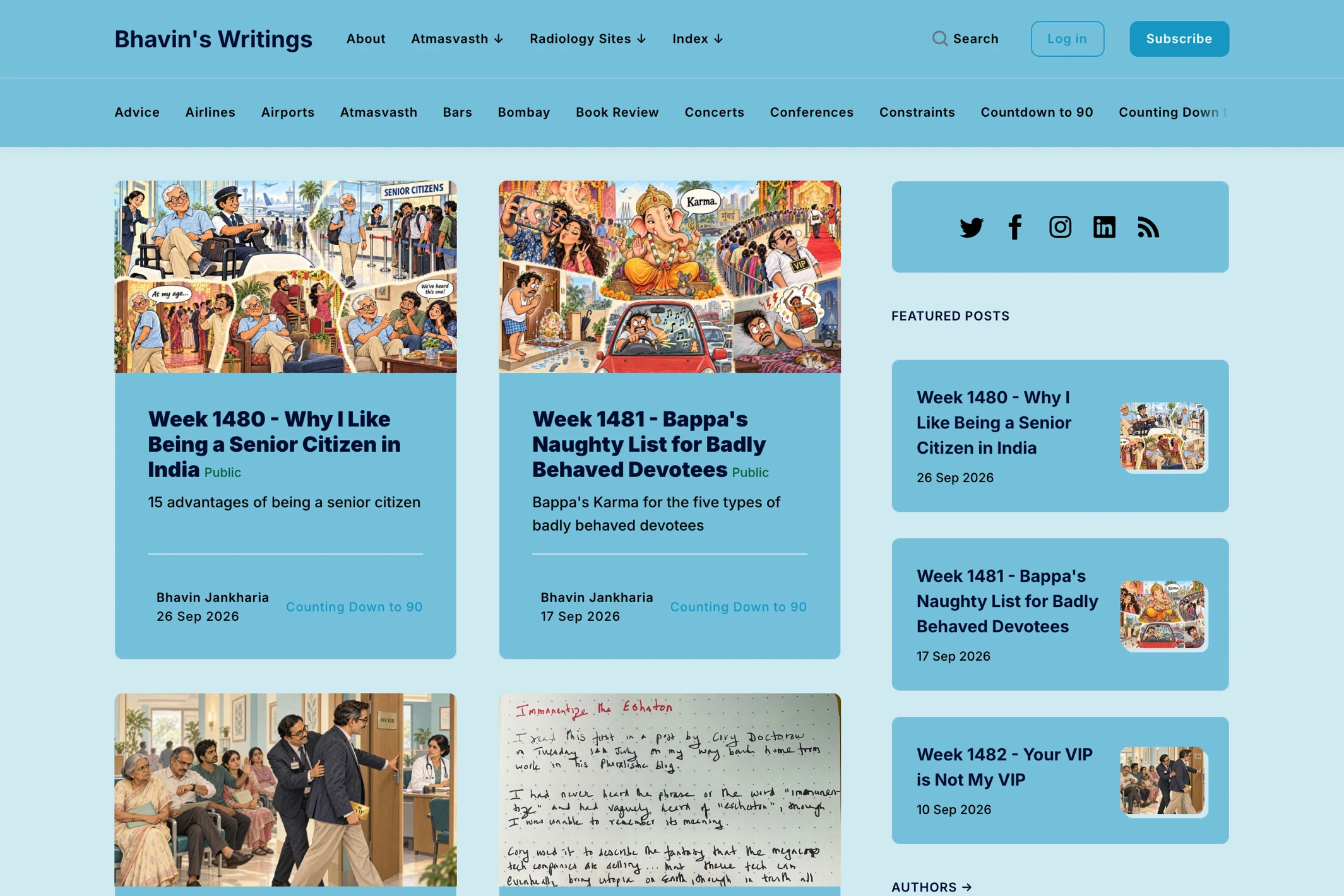 Screenshot of Bhavin’s Writings — Ghost theme website