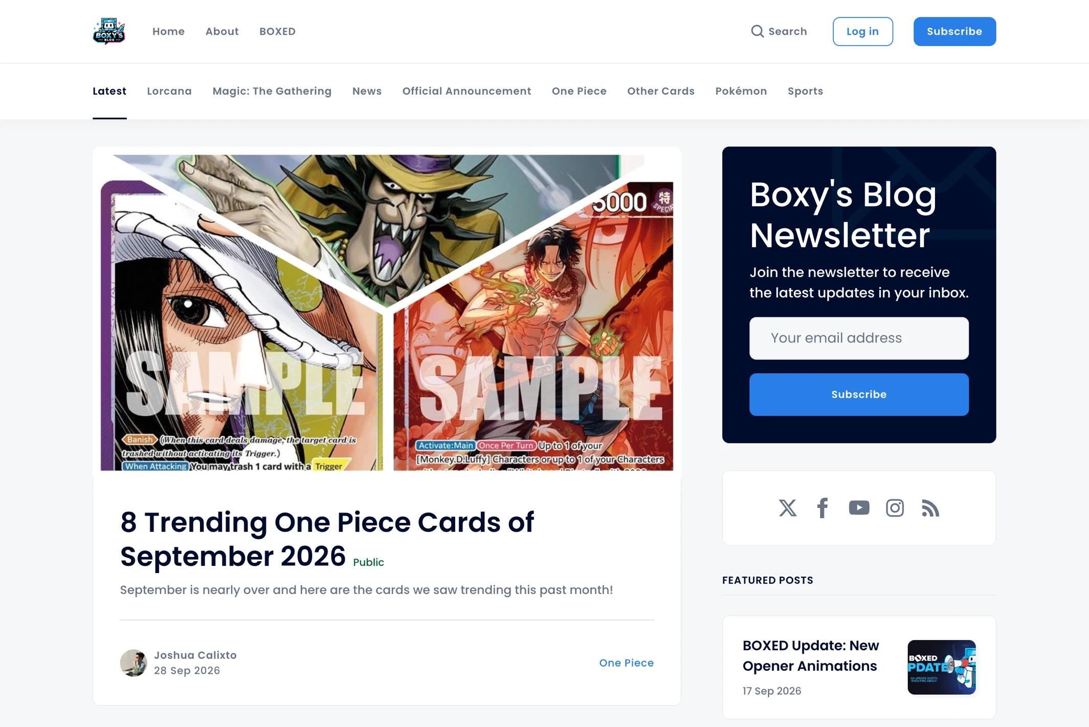 Screenshot of Boxy’s Blog — Ghost theme website