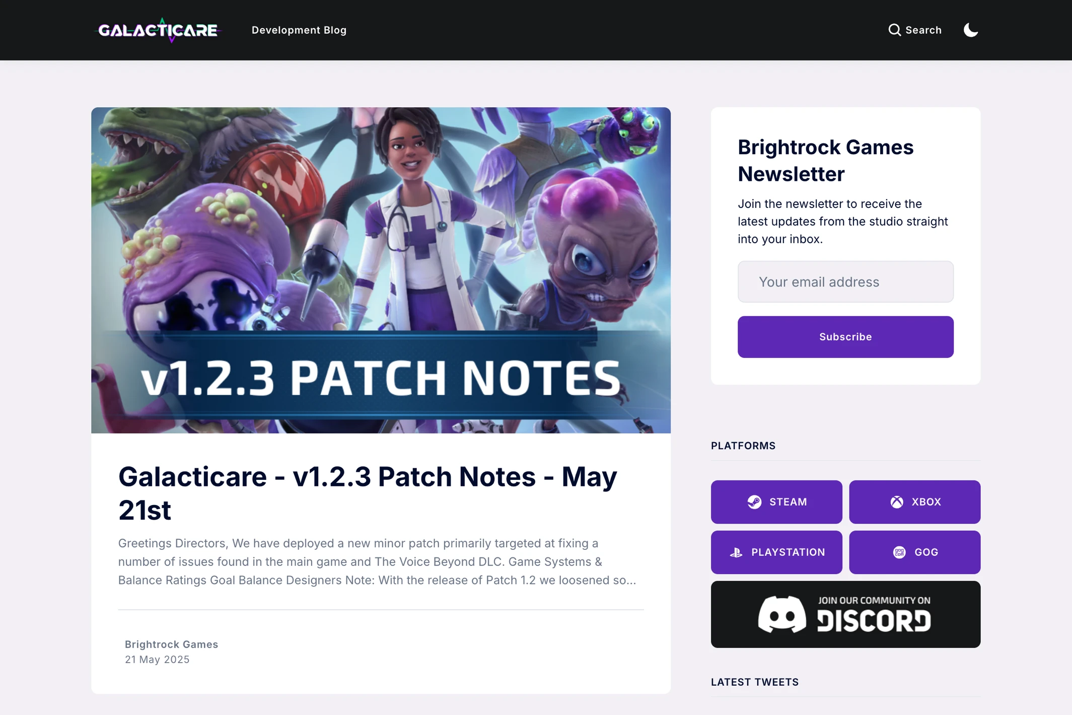 Screenshot of Galacticare Blog — Ghost theme website