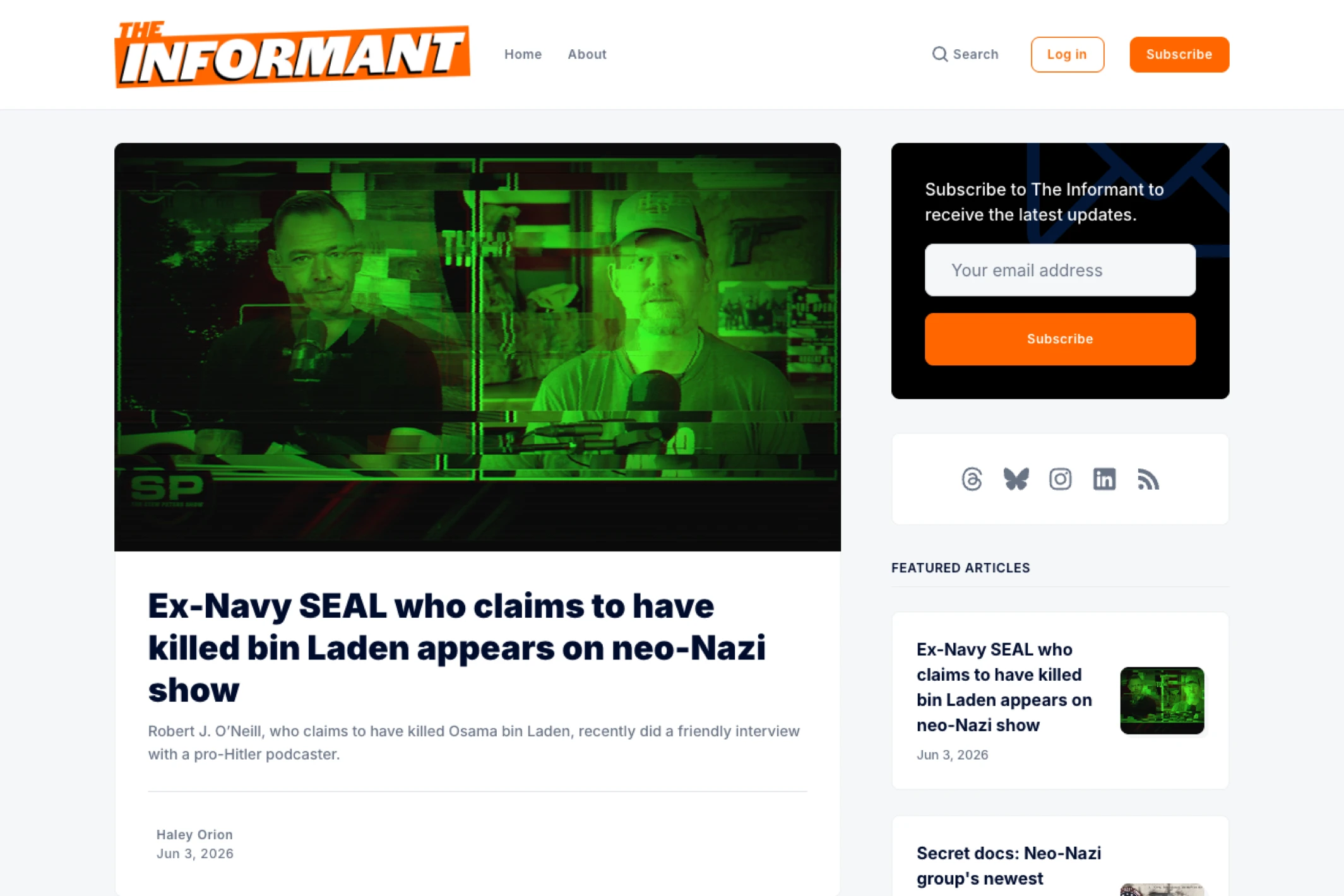 Screenshot of The Informant — Ghost theme website