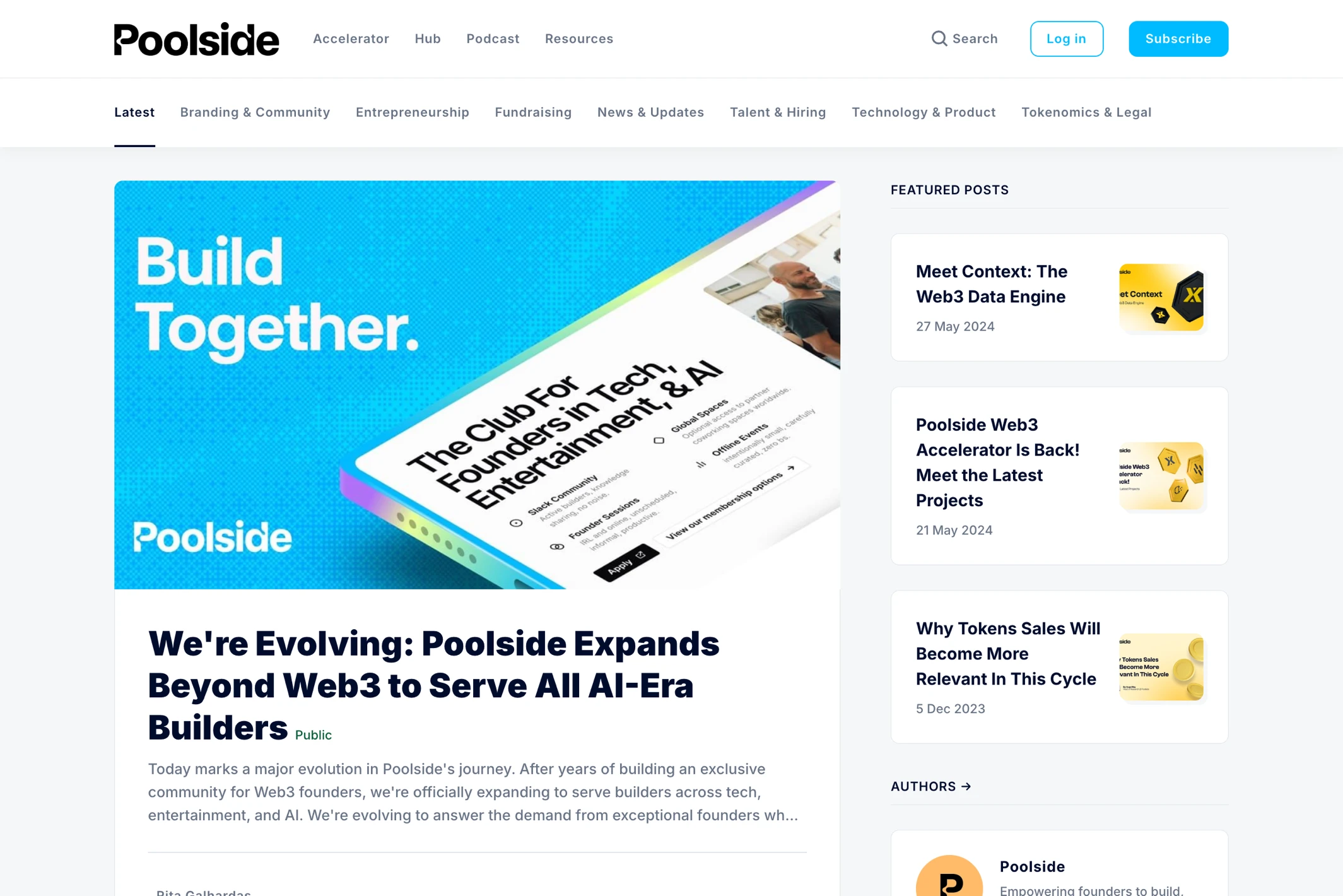 Screenshot of Poolside Blog — Ghost theme website
