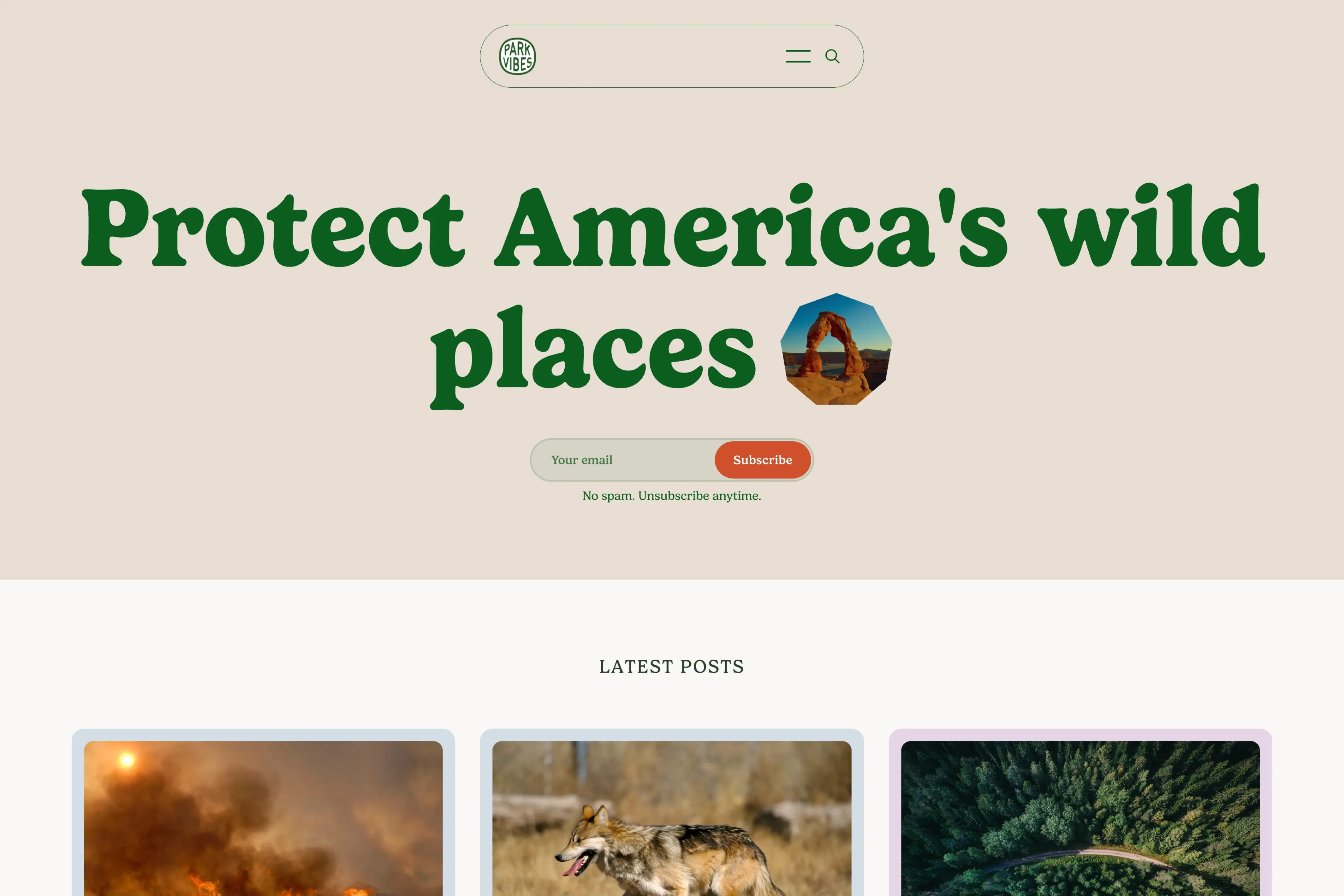 Screenshot of Park Vibes — built with Marsa Ghost theme