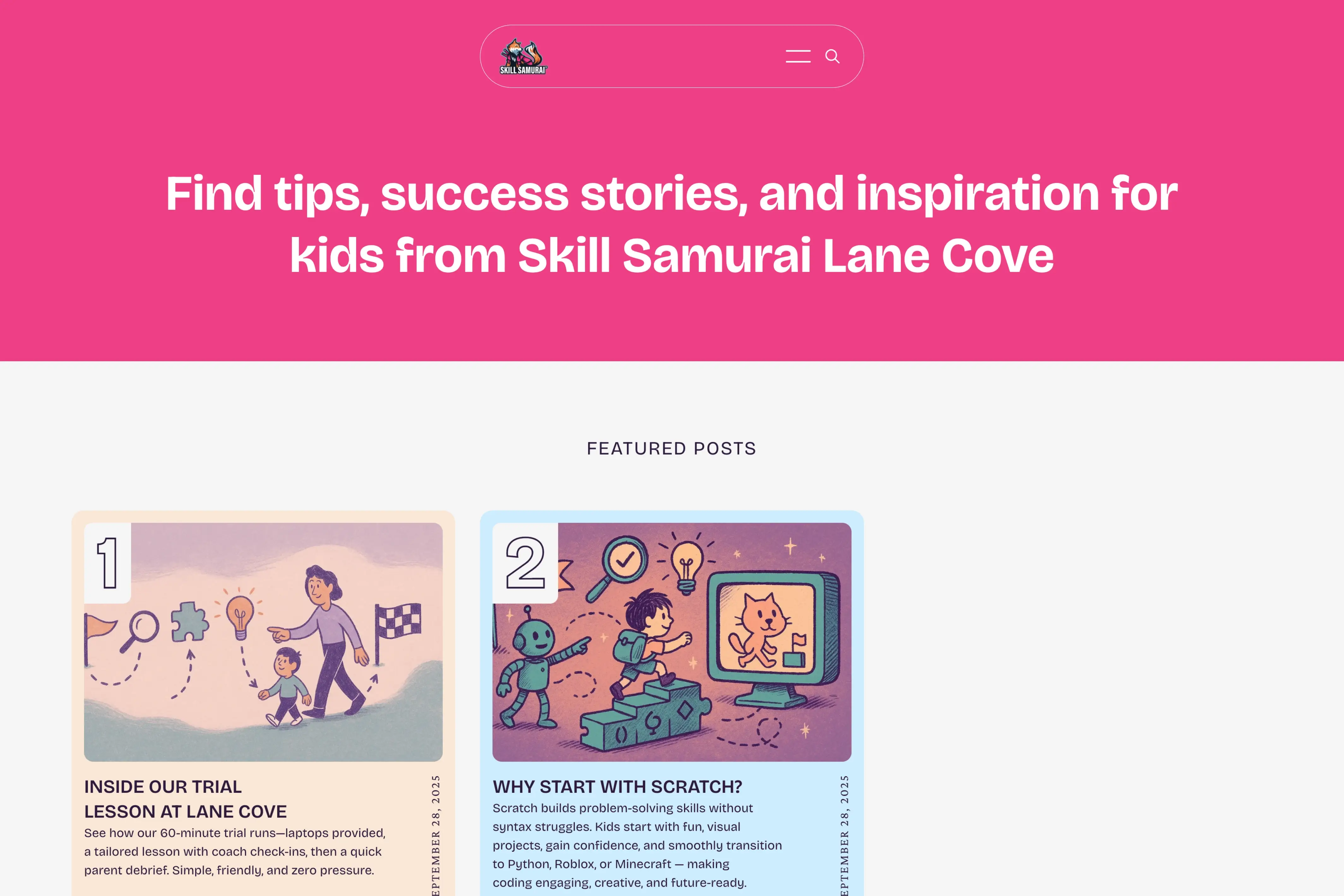 Screenshot of Skill Samurai Lane Cove Blog — Ghost theme website