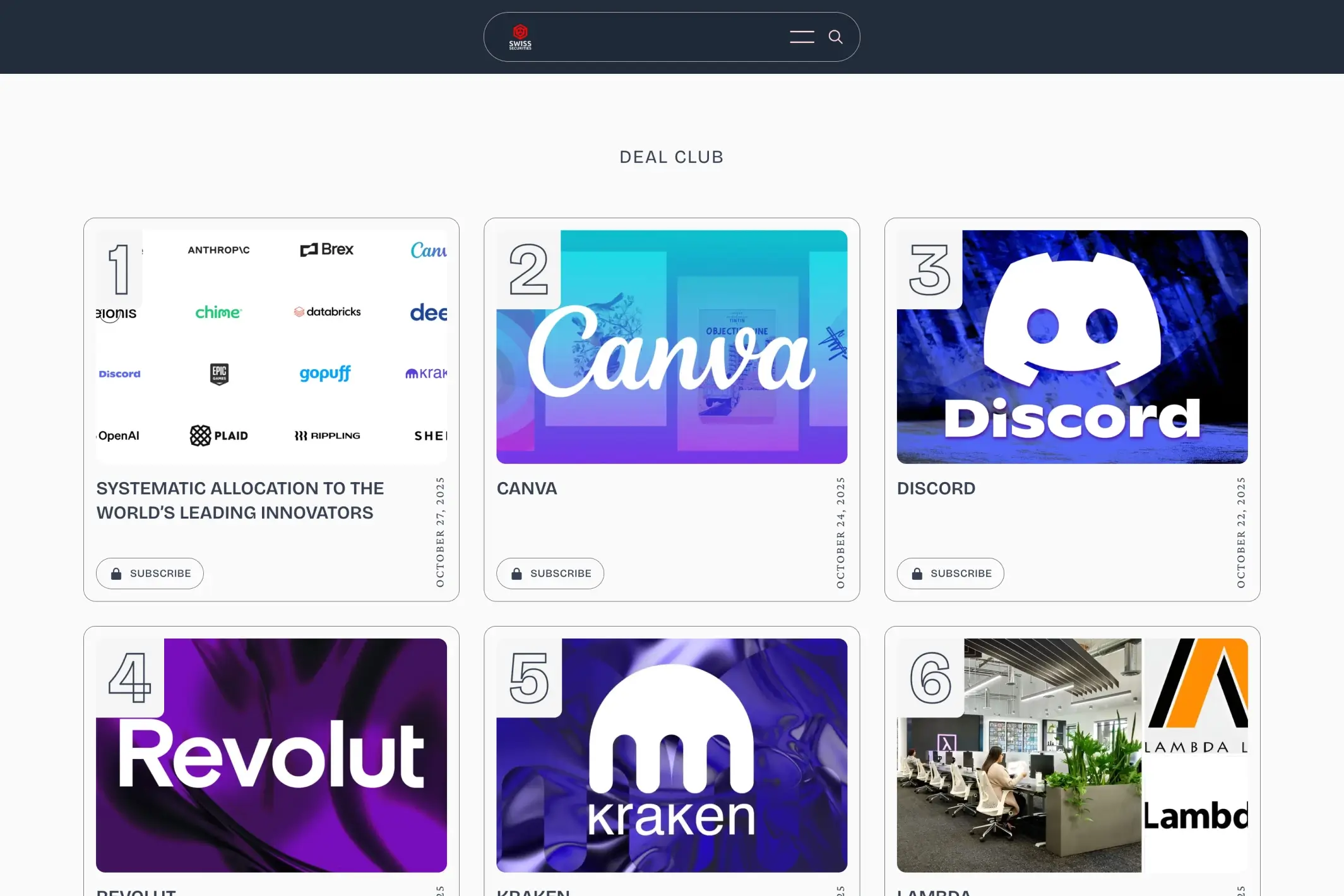 Screenshot of Swiss Securities — Ghost theme website