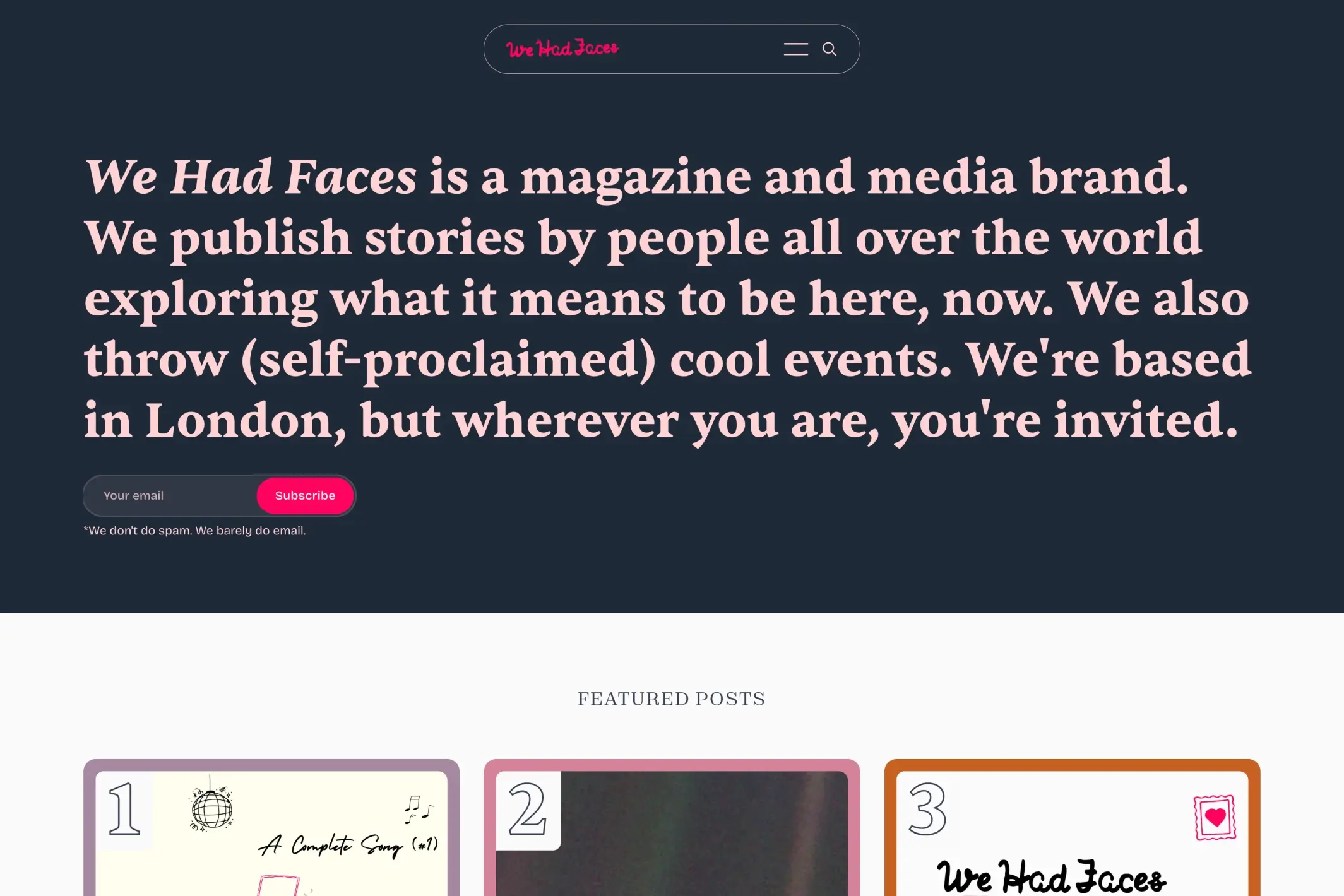 Screenshot of WeHadFaces — Ghost theme website