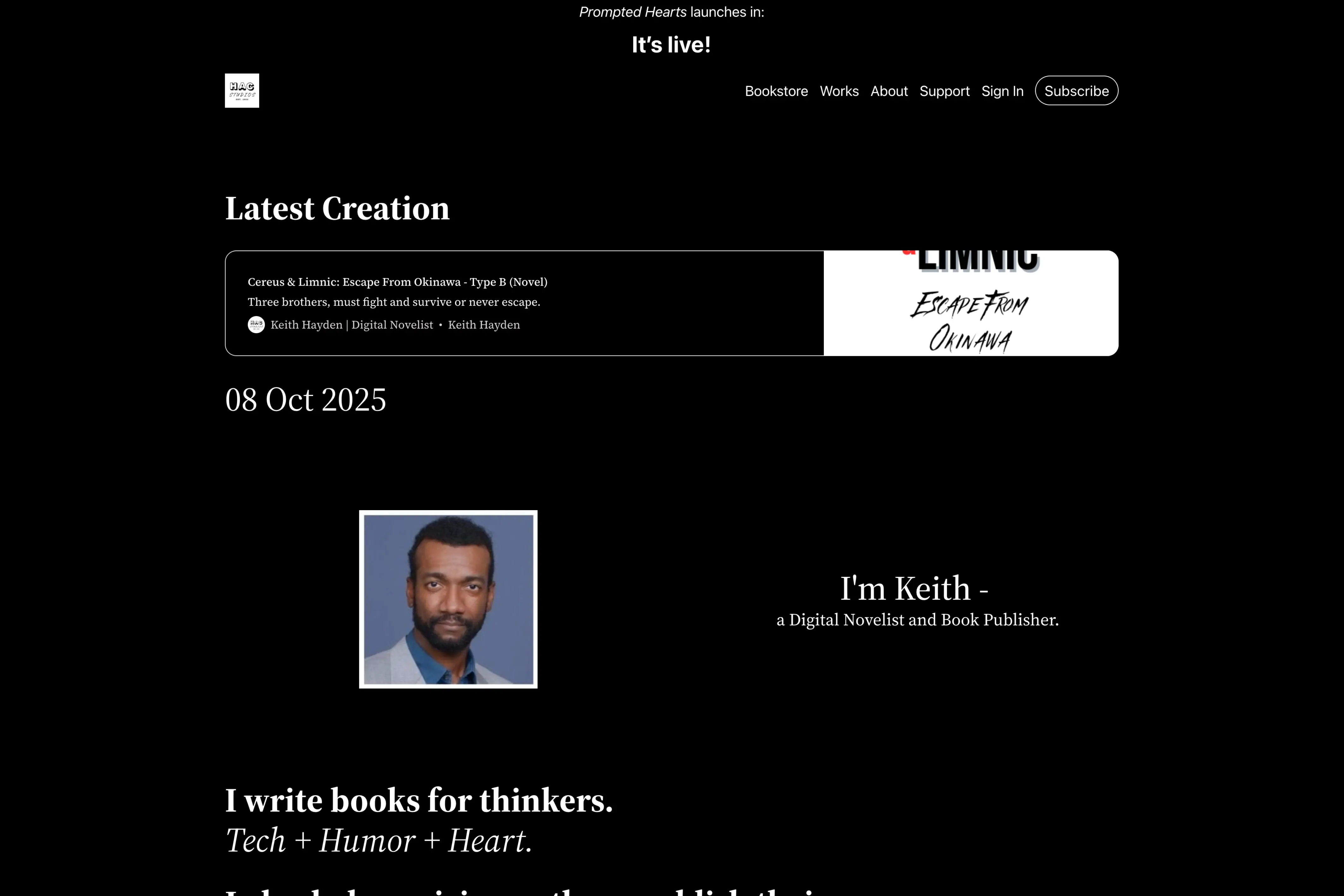 Screenshot of Keith Hayden — Ghost theme website