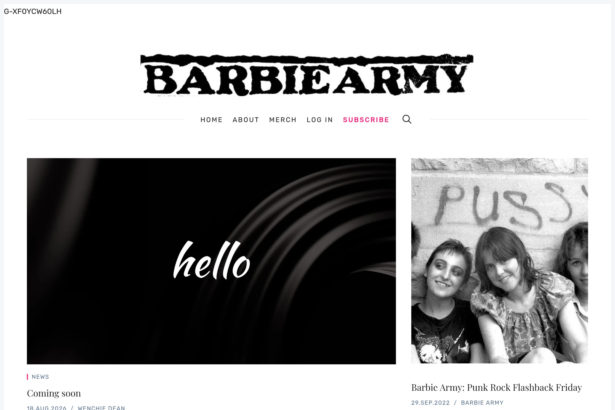 Screenshot of Barbie Army — Ghost theme website