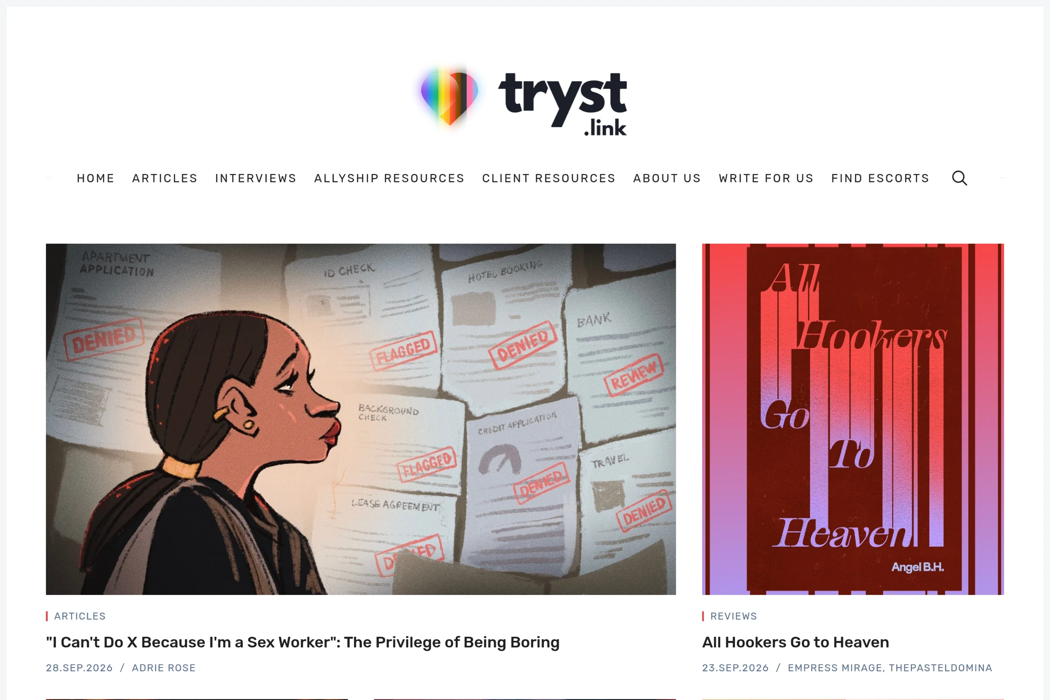 Screenshot of Tryst.link Blog — Ghost theme website