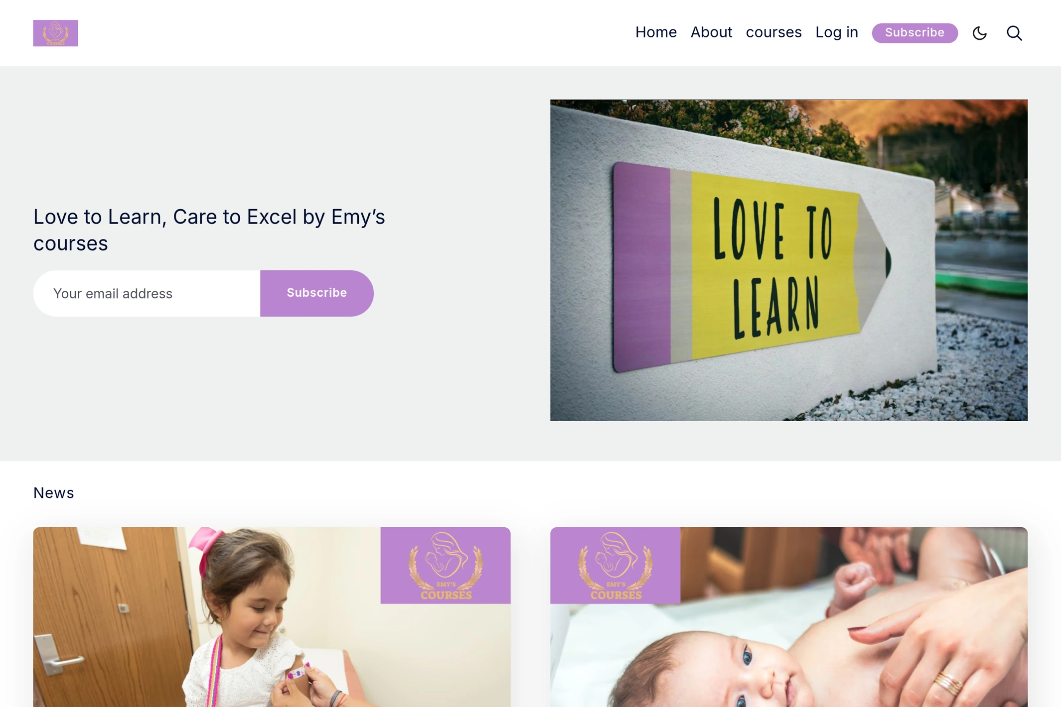 Screenshot of Emy’s Courses — Ghost theme website