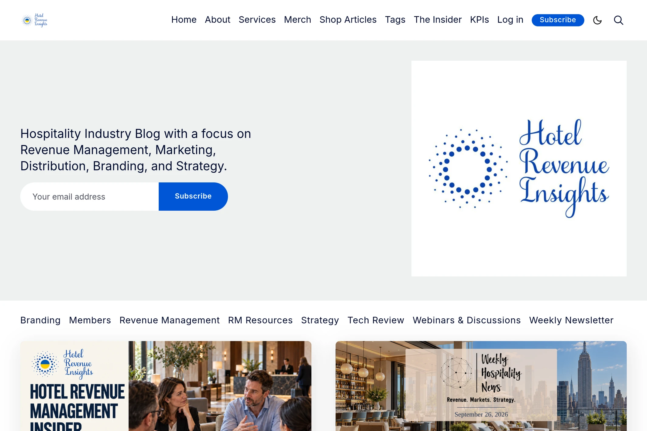 Screenshot of Hotel Revenue Insights — Ghost theme website