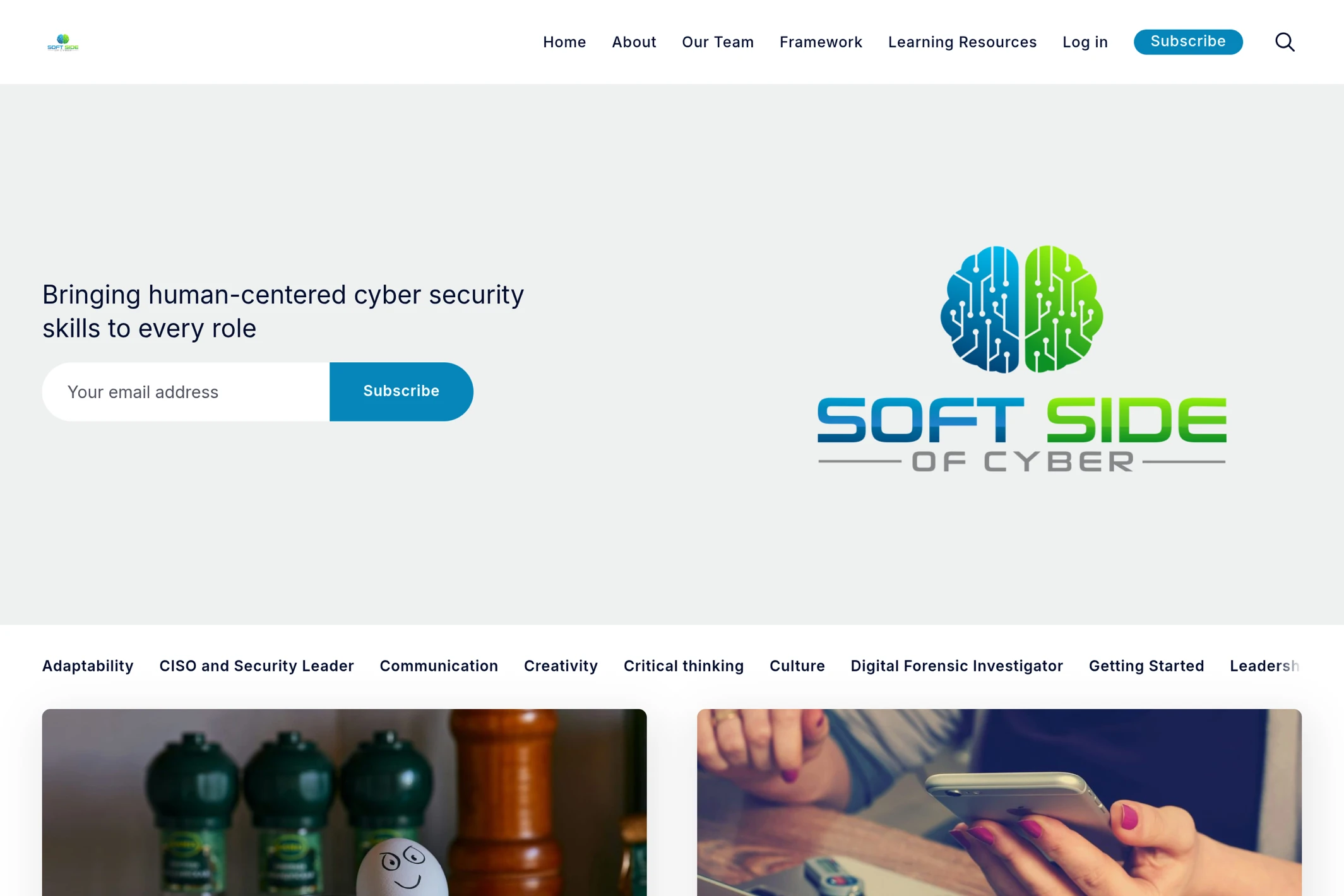 Screenshot of The Soft Side of Cyber — Ghost theme website