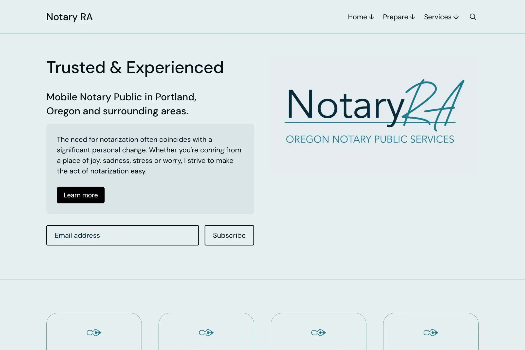 Screenshot of Notary Ra — Ghost theme website
