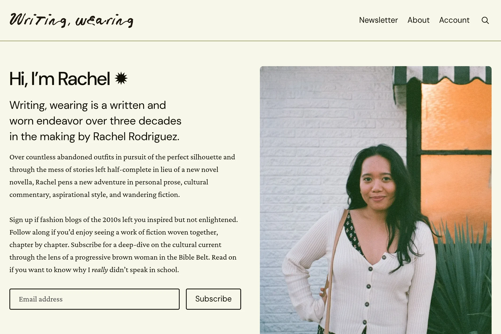 Screenshot of Writing, wearing — Ghost theme website