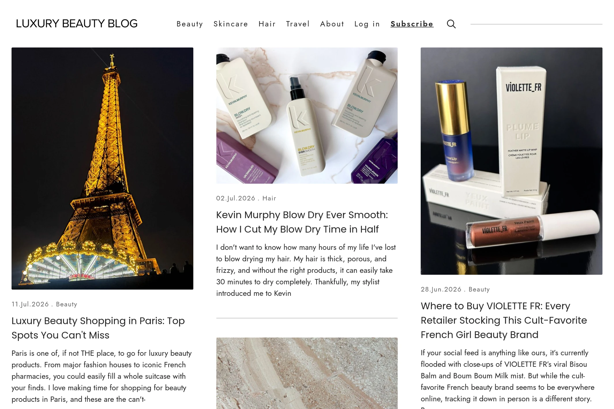 Screenshot of Luxury Beauty Blog — Ghost theme website