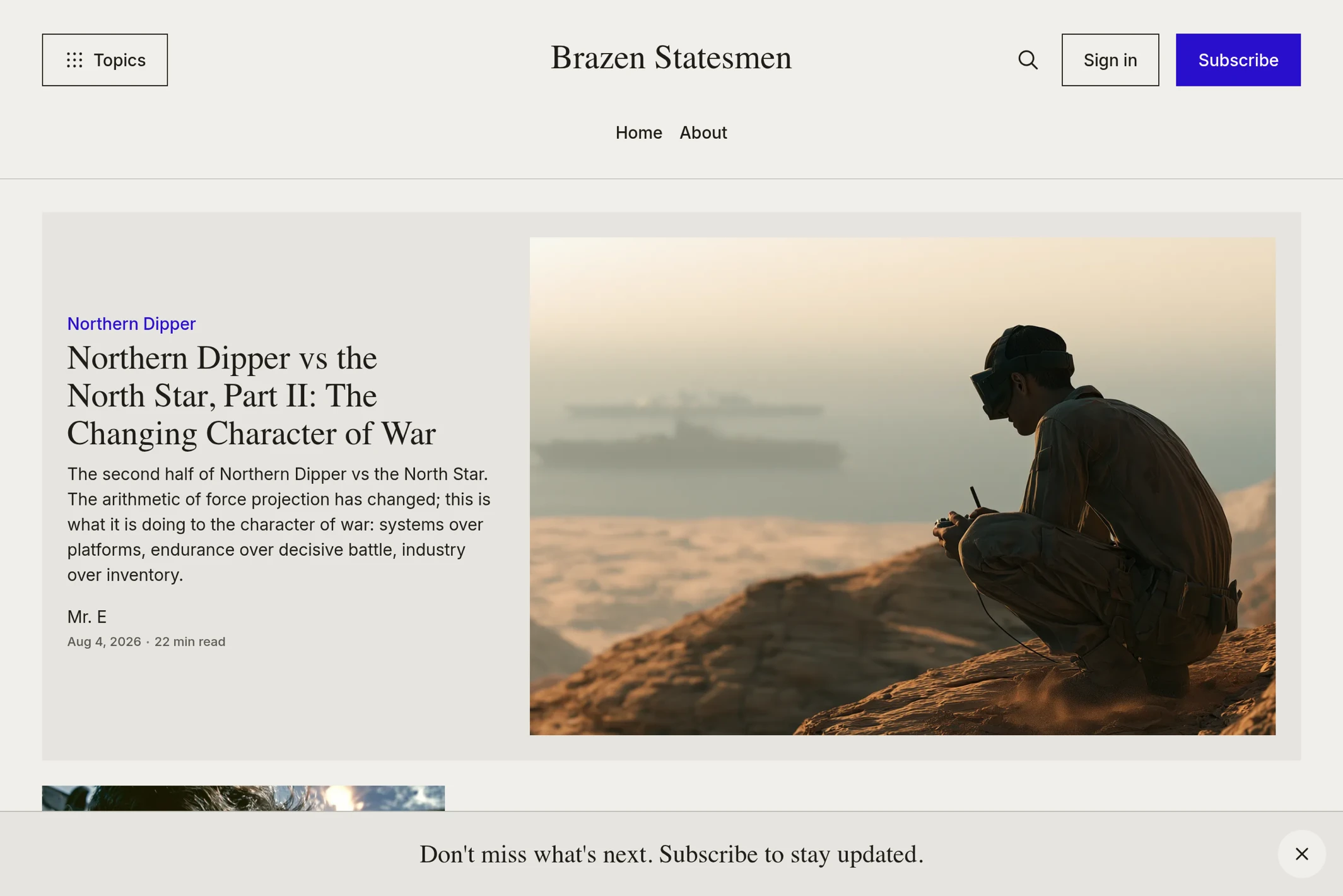 Screenshot of Brazen Statesmen — Ghost theme website