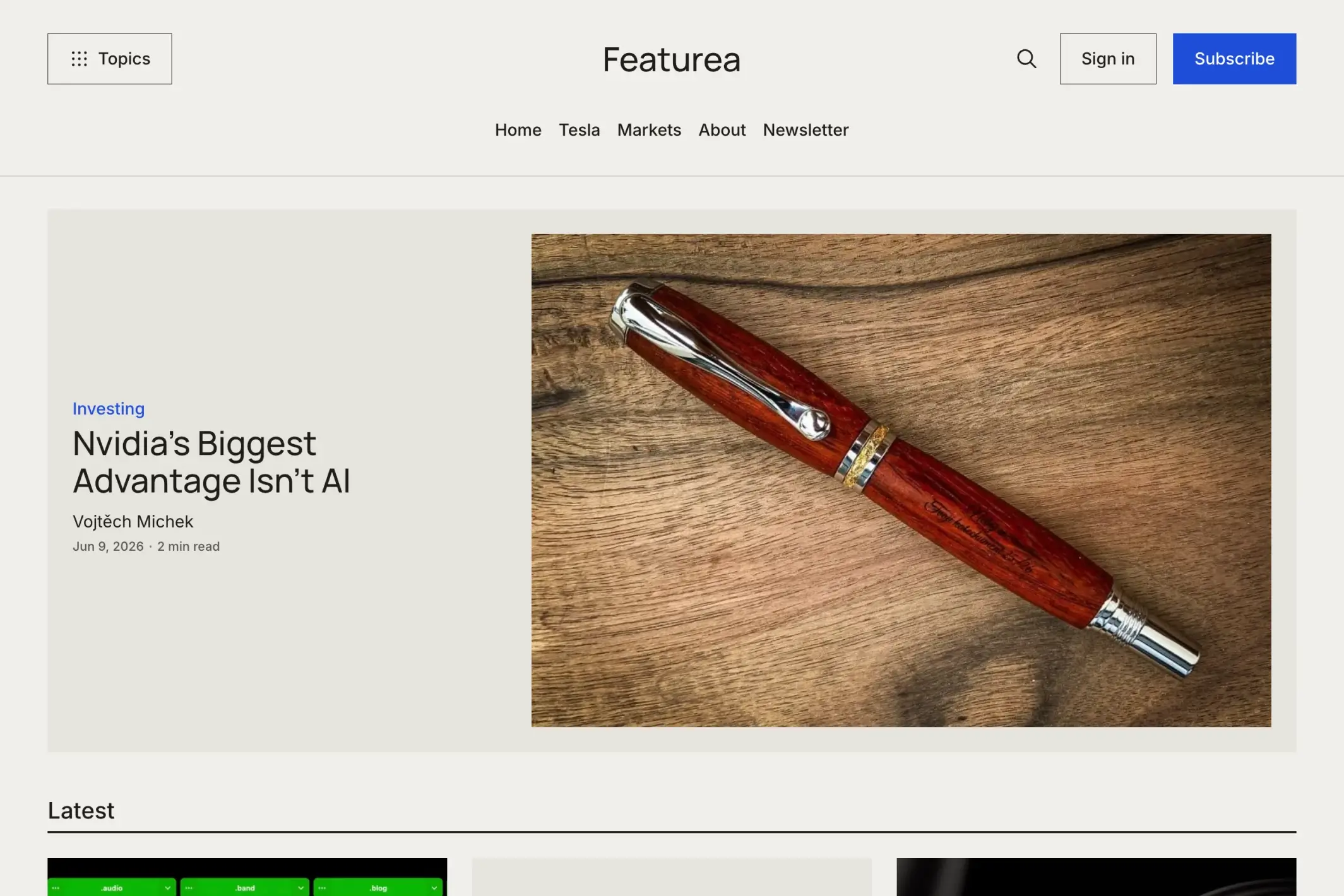 Screenshot of Featurea — Ghost theme website