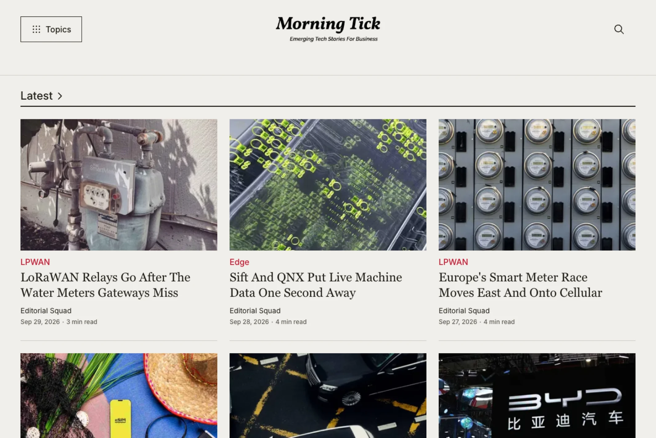 Screenshot of Morning Tick — Ghost theme website