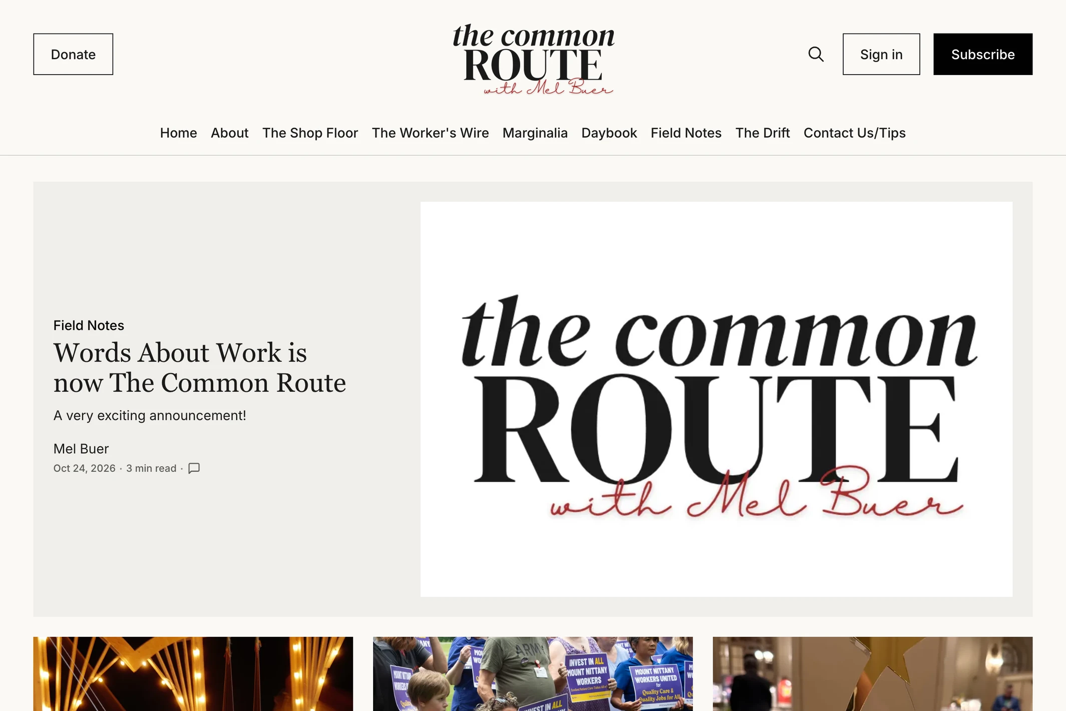 Screenshot of The Common Route — Ghost theme website