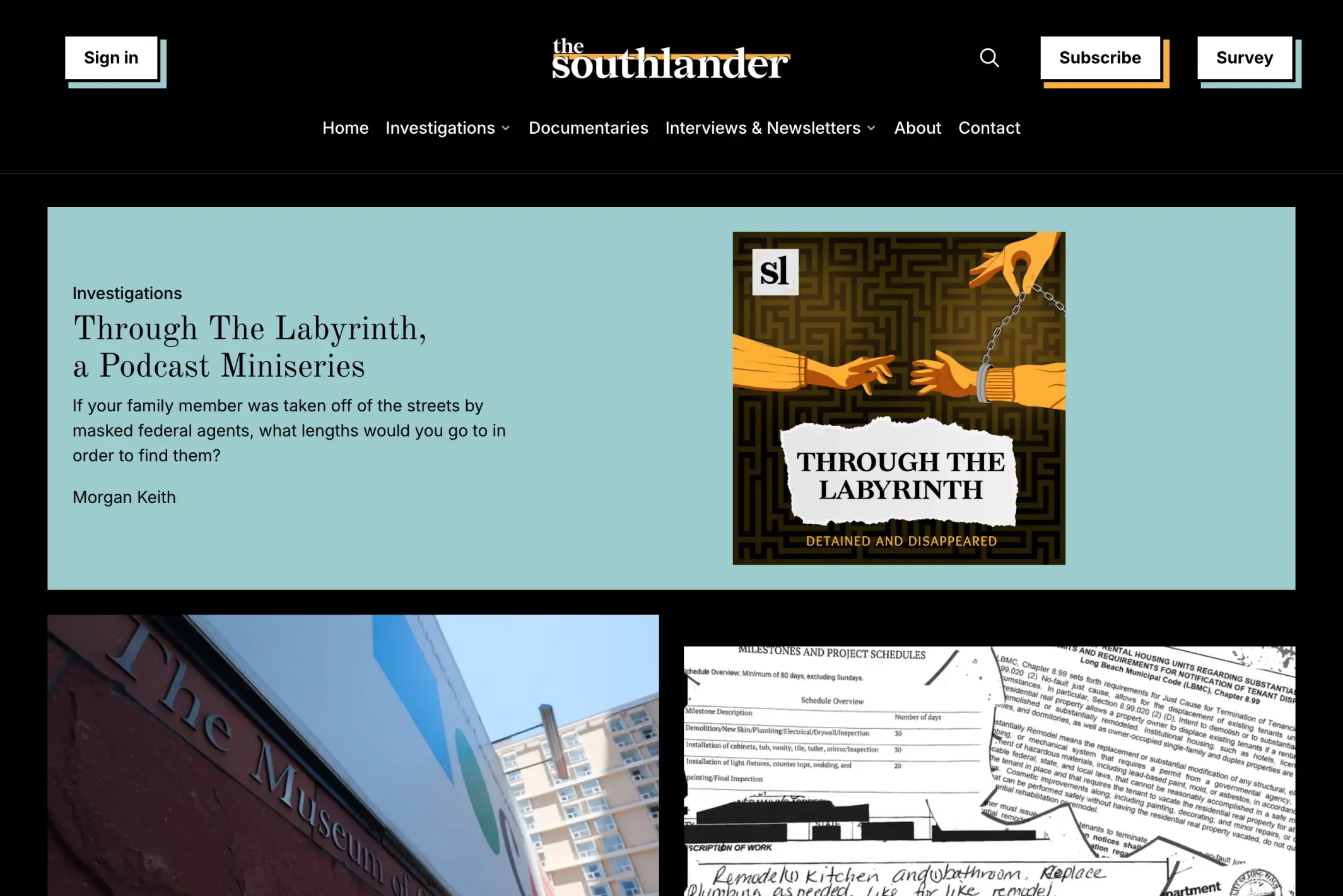 Screenshot of The Southlander — Ghost theme website